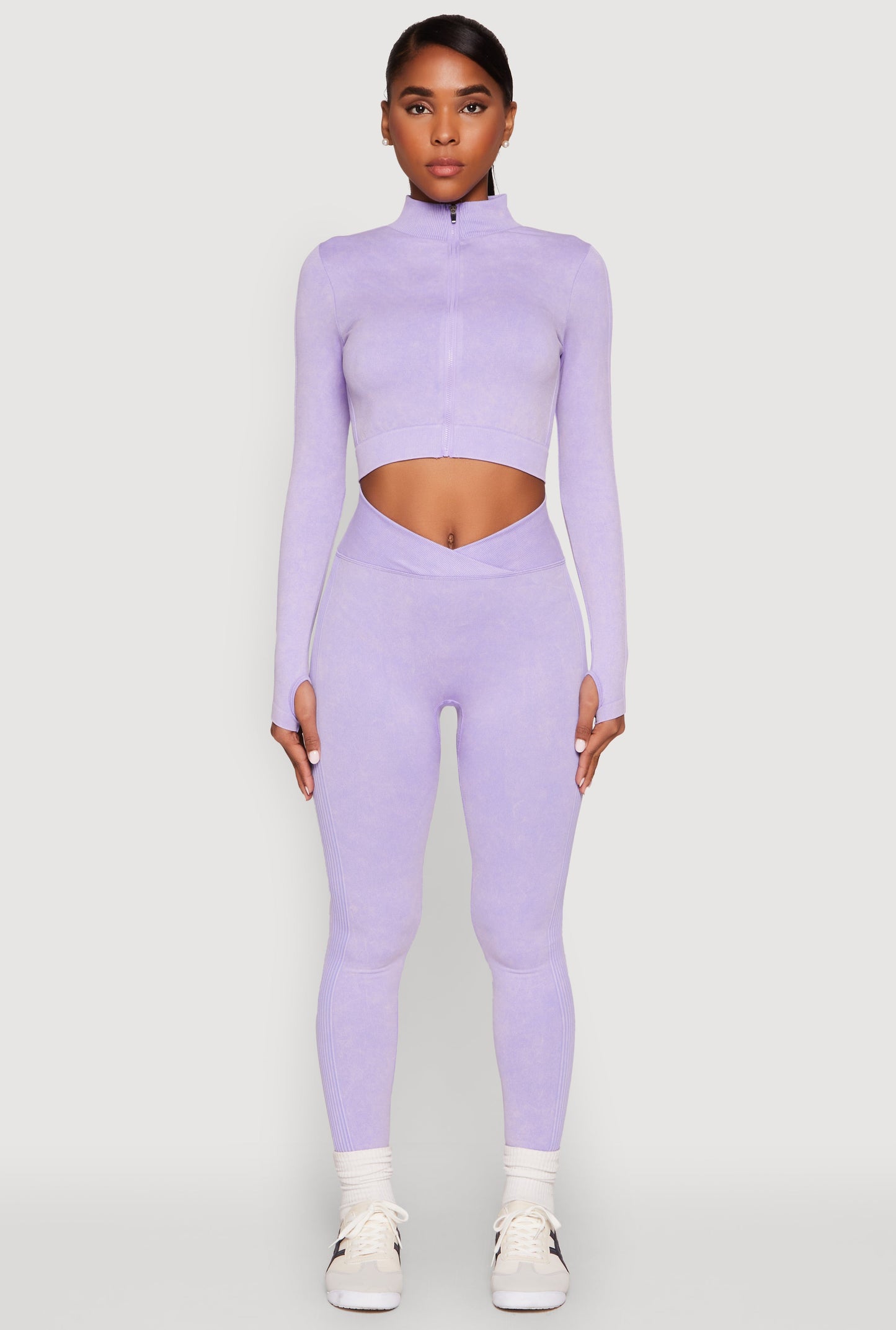 Seamless Mineral Wash Crop Track Jacket