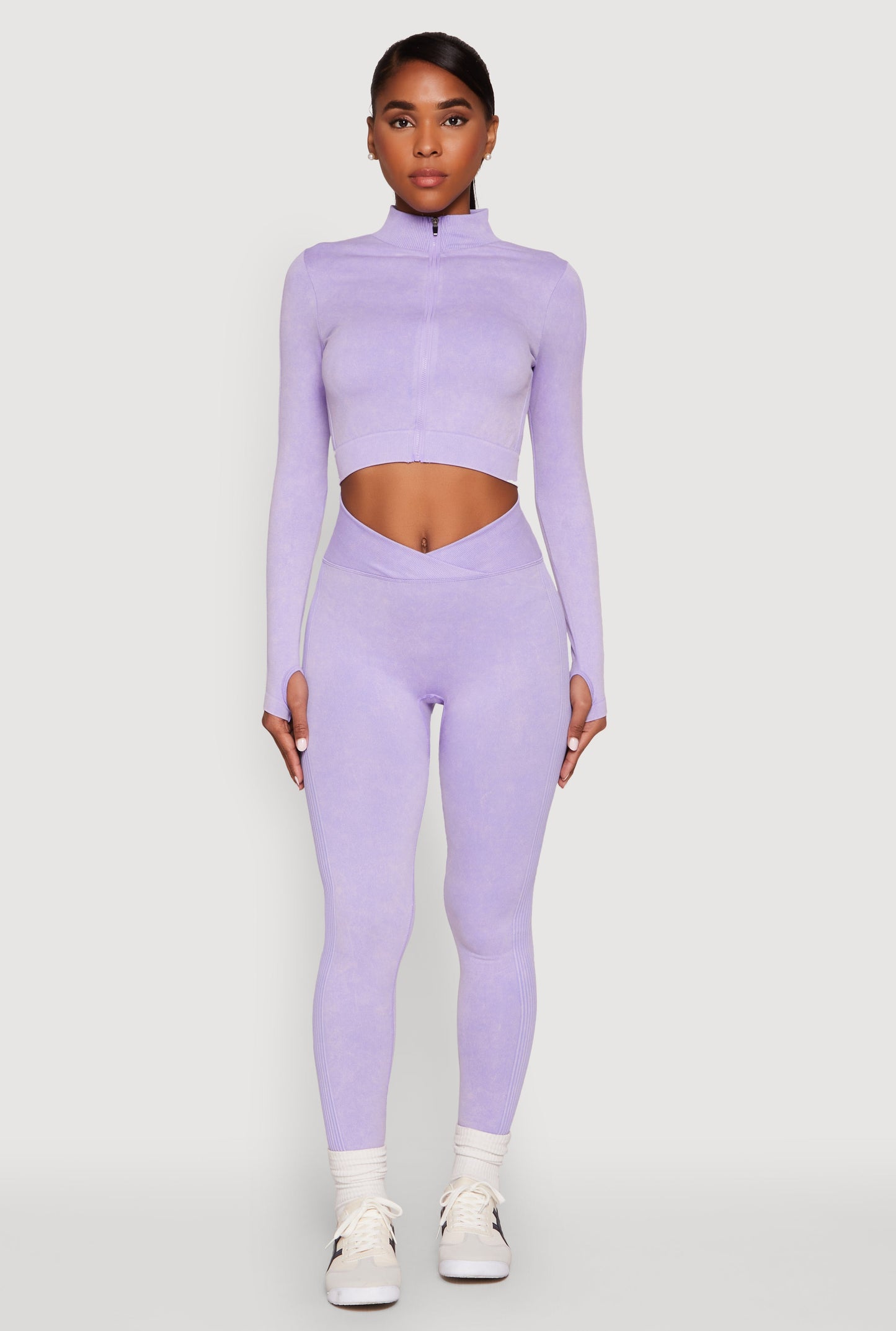 Seamless Mineral Wash Crop Track Jacket