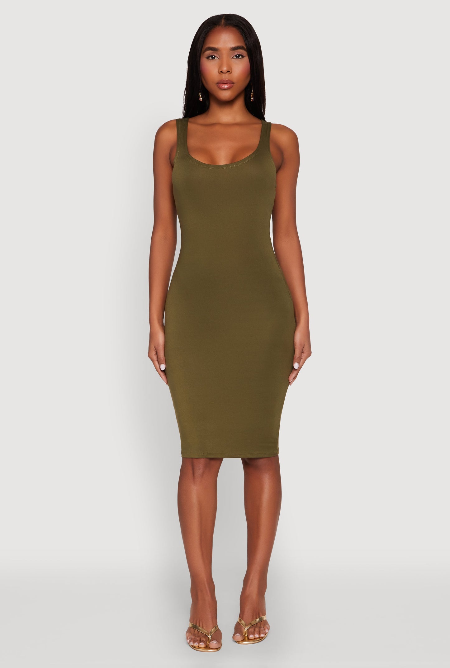 Scoop Neck Midi Tank Dress