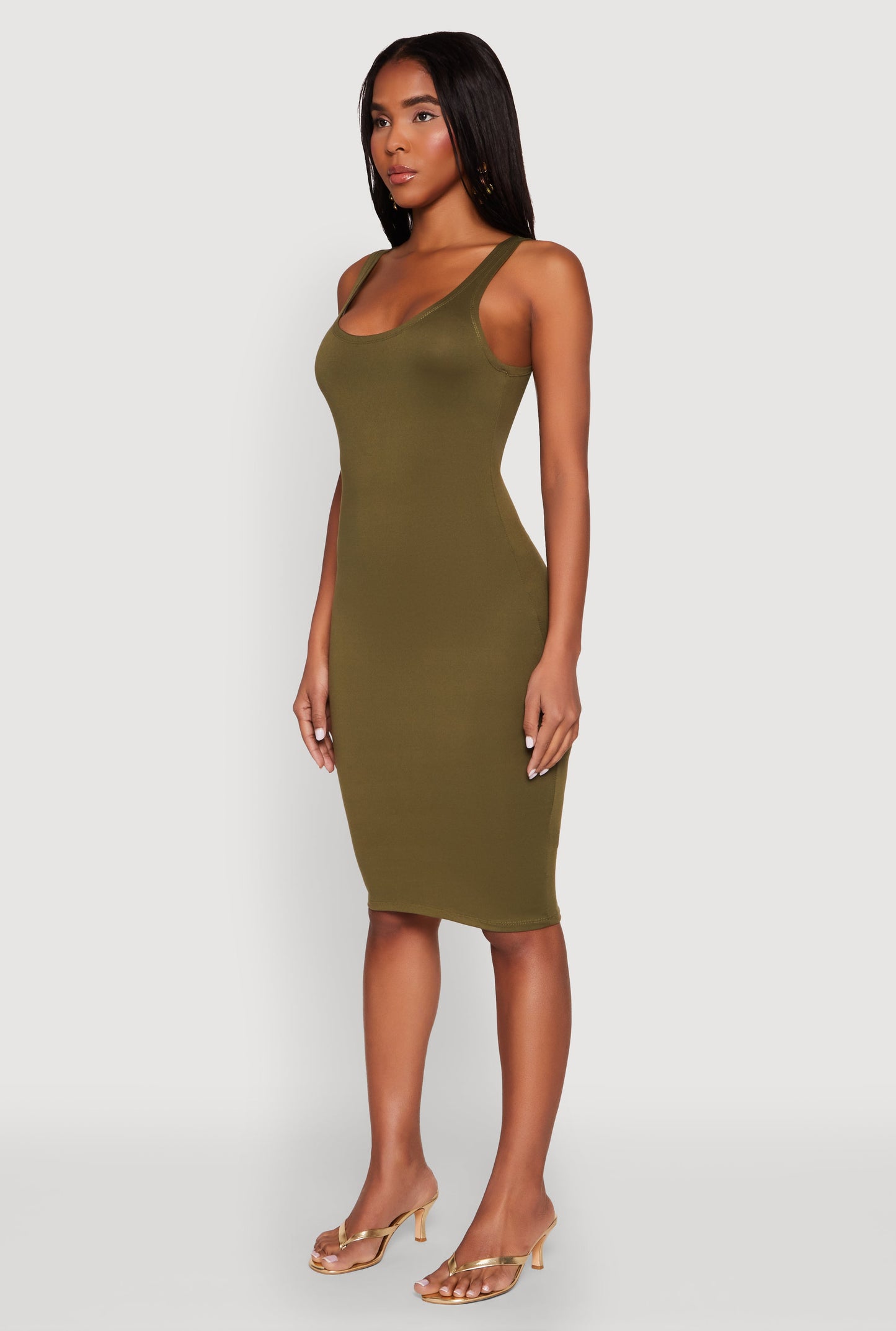 Scoop Neck Midi Tank Dress