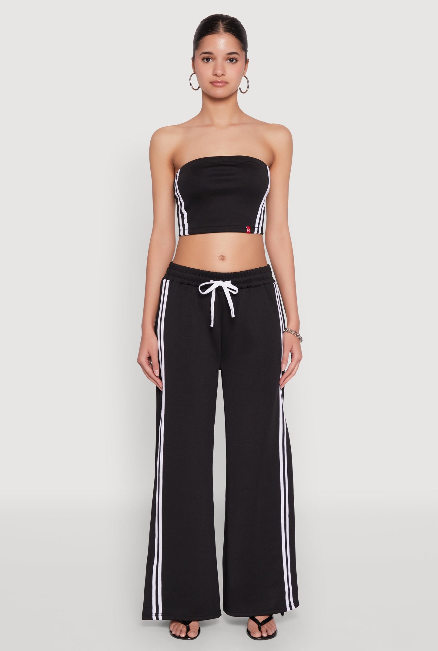 Varsity Stripe Split Wide Leg Track Pants