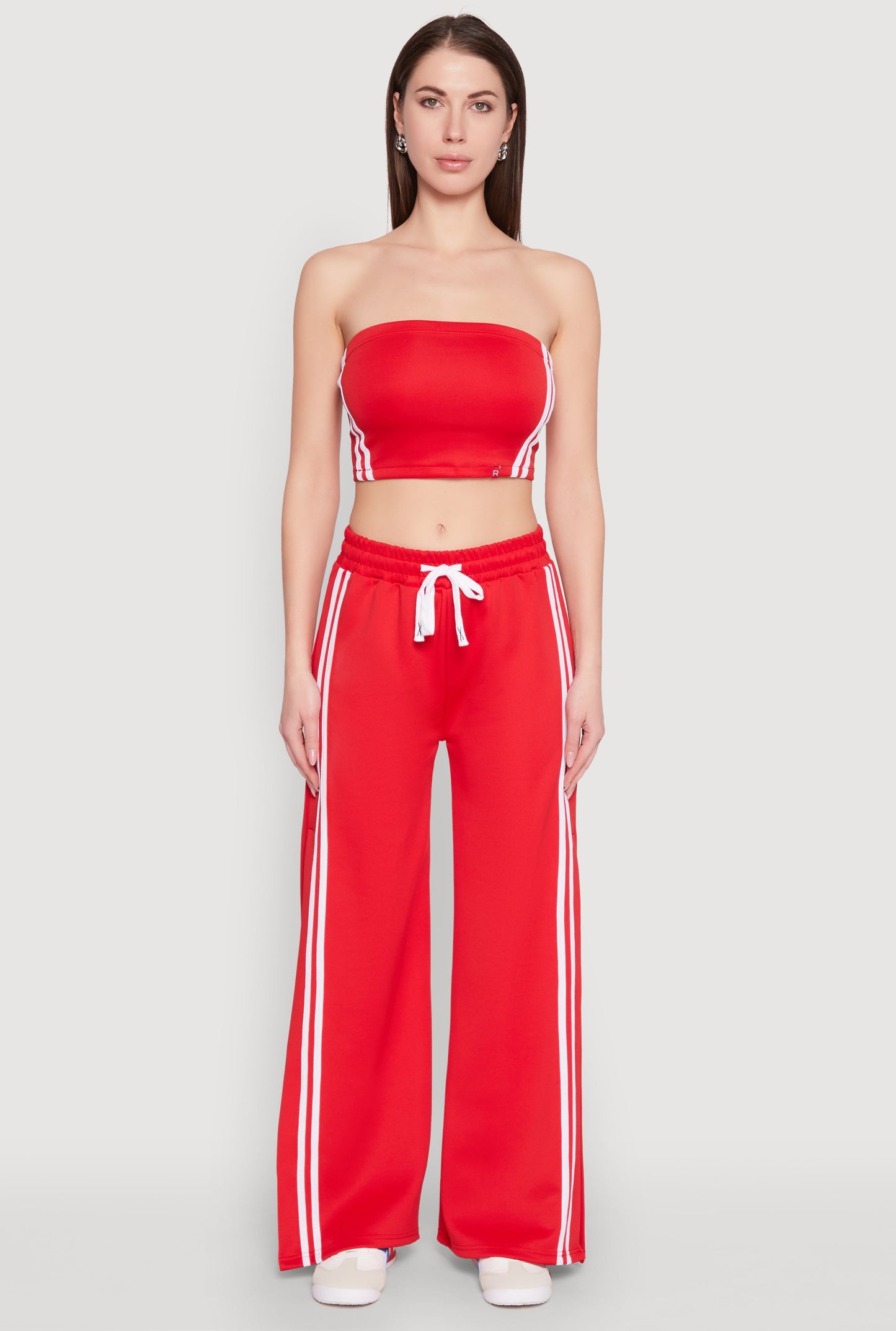 Varsity Stripe Split Wide Leg Track Pants