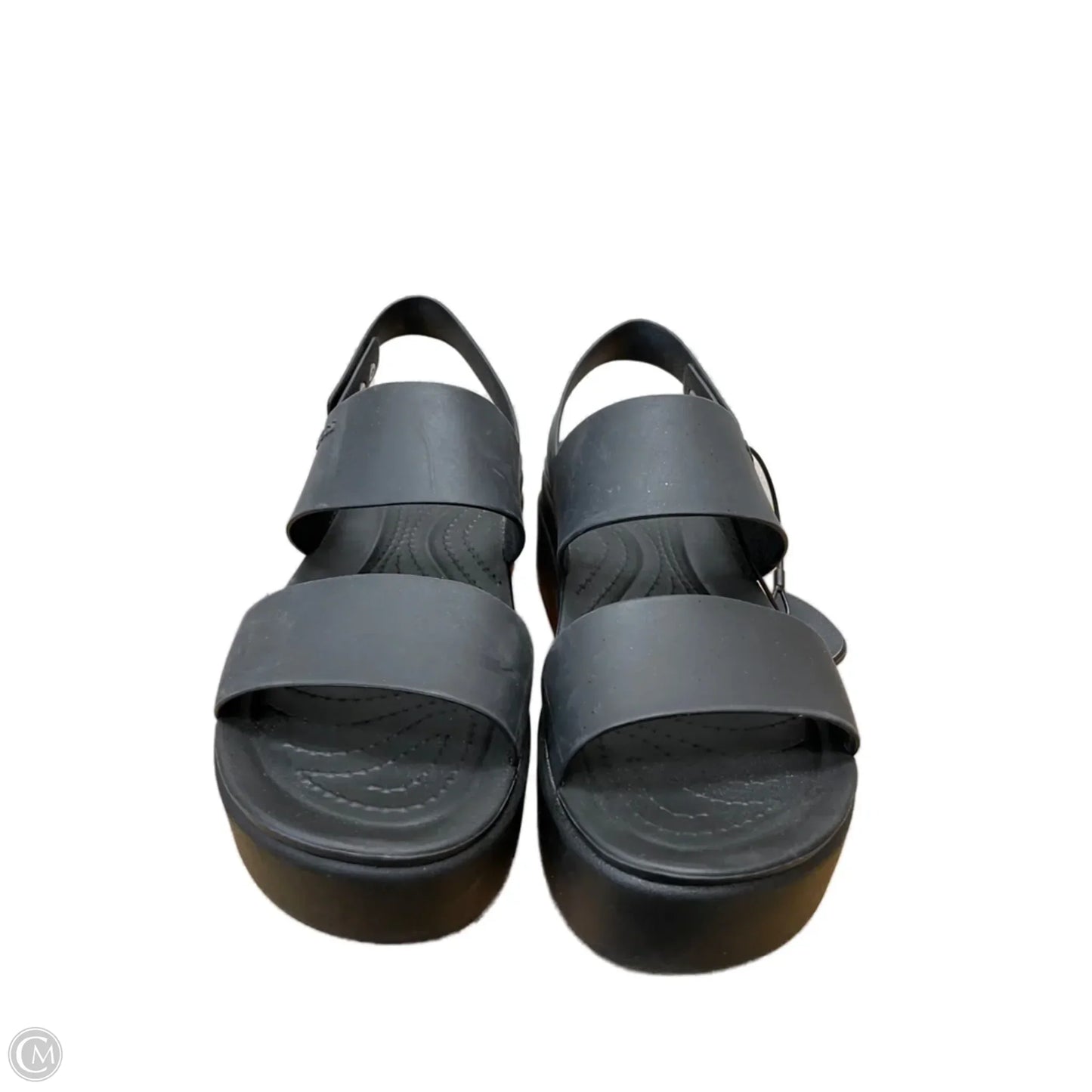 Sandals Heels Platform By Crocs In Black, Size: 8