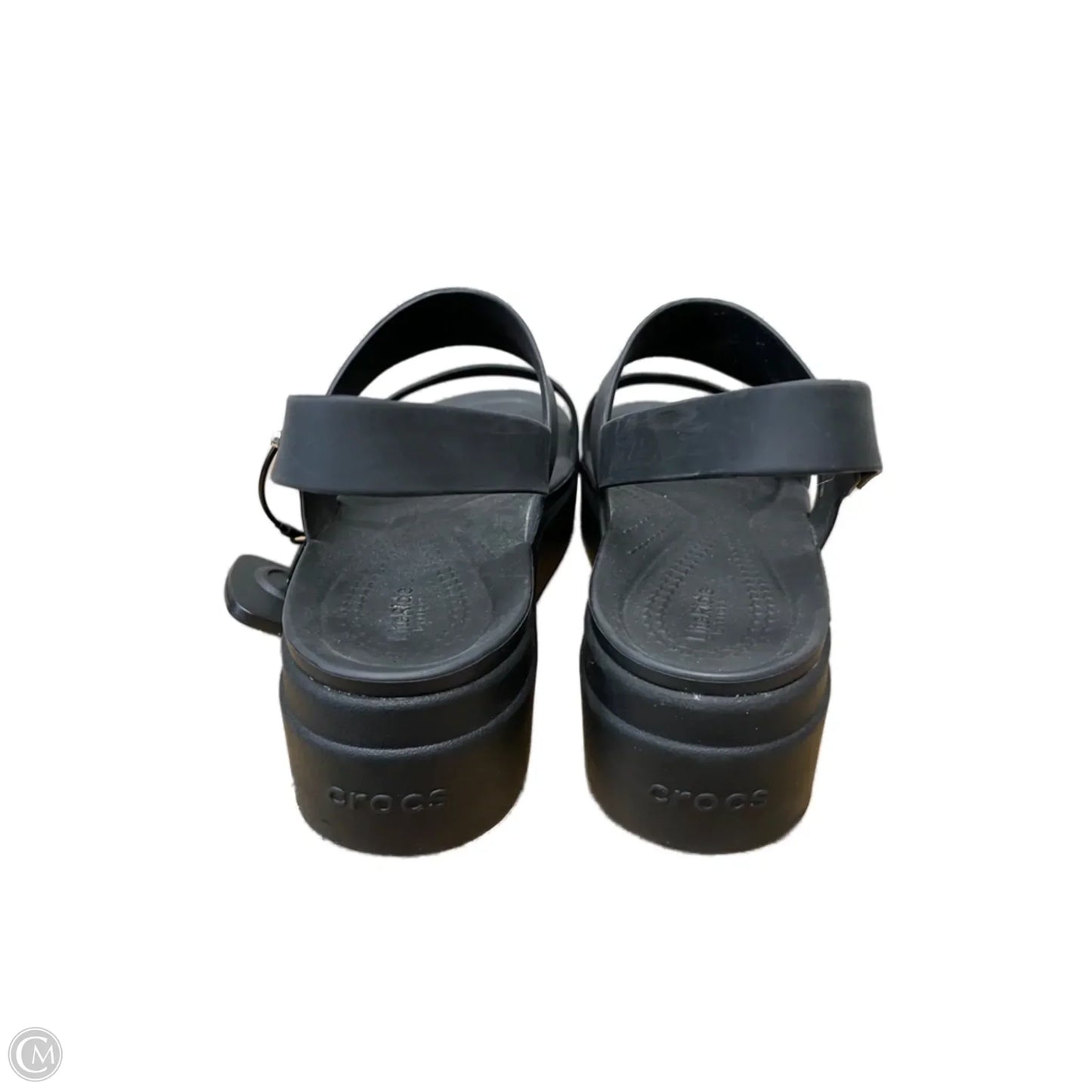 Sandals Heels Platform By Crocs In Black, Size: 8
