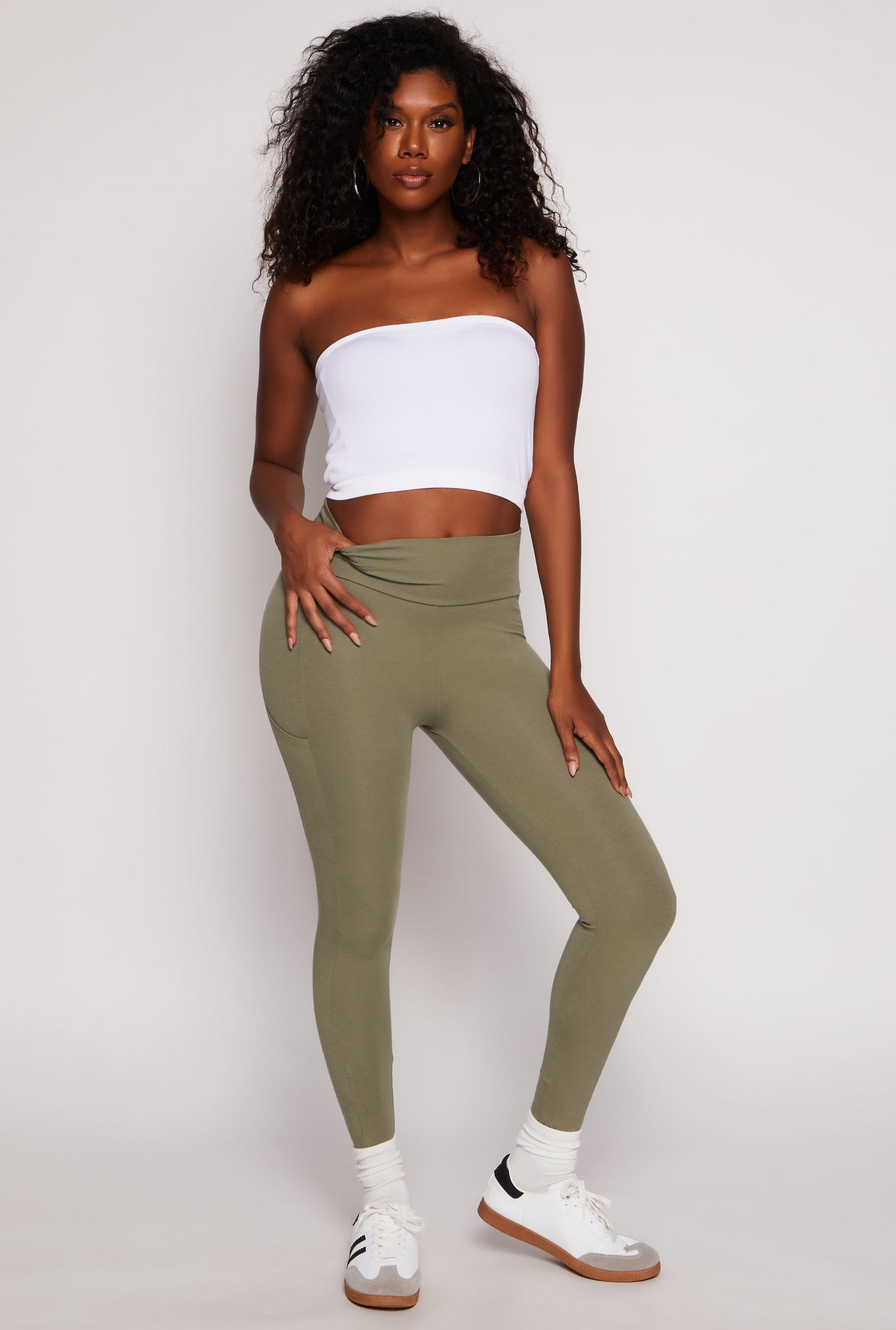 Solid High Waisted Cell Phone Pocket Leggings