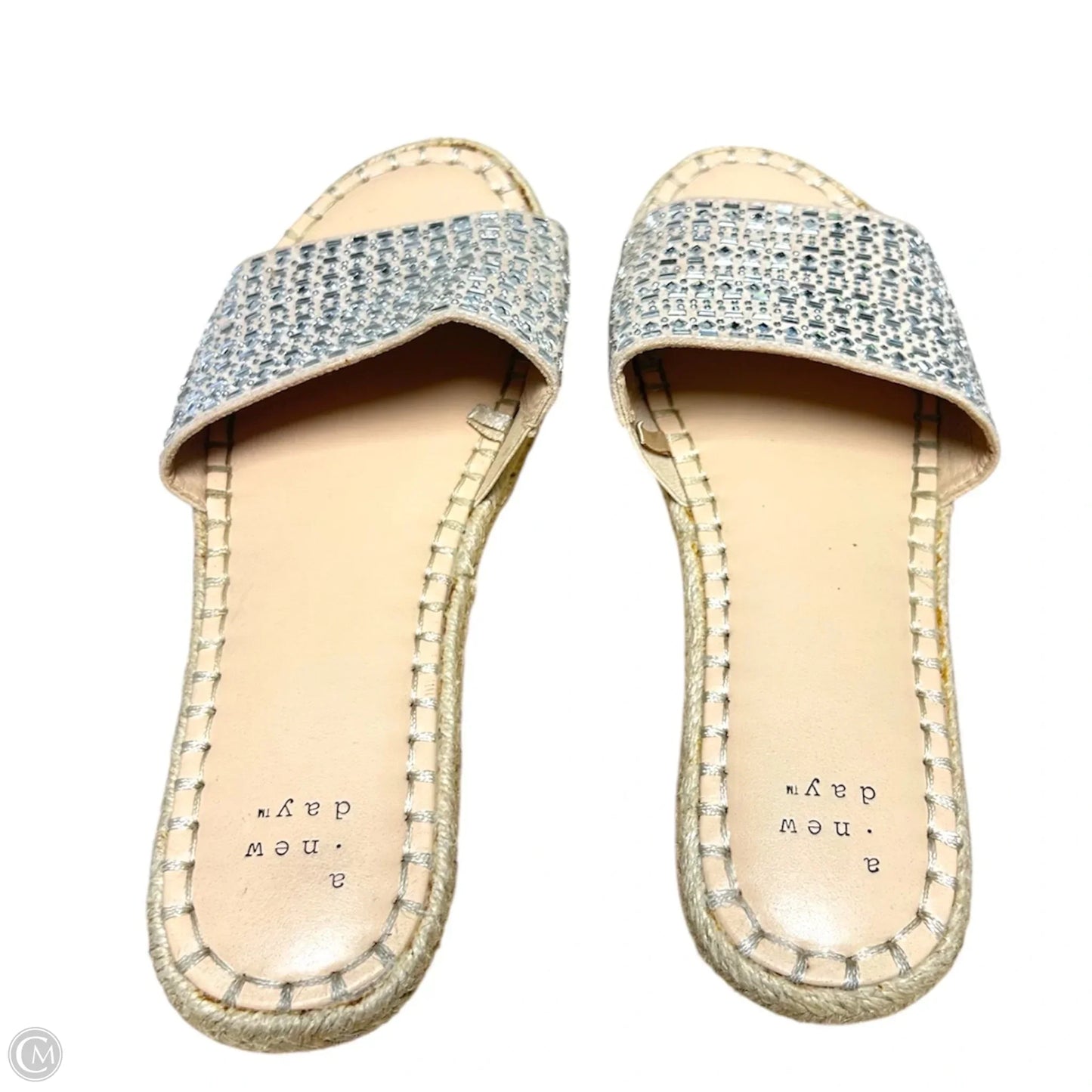 Sandals Flats By A New Day In Silver & Tan, Size: 7