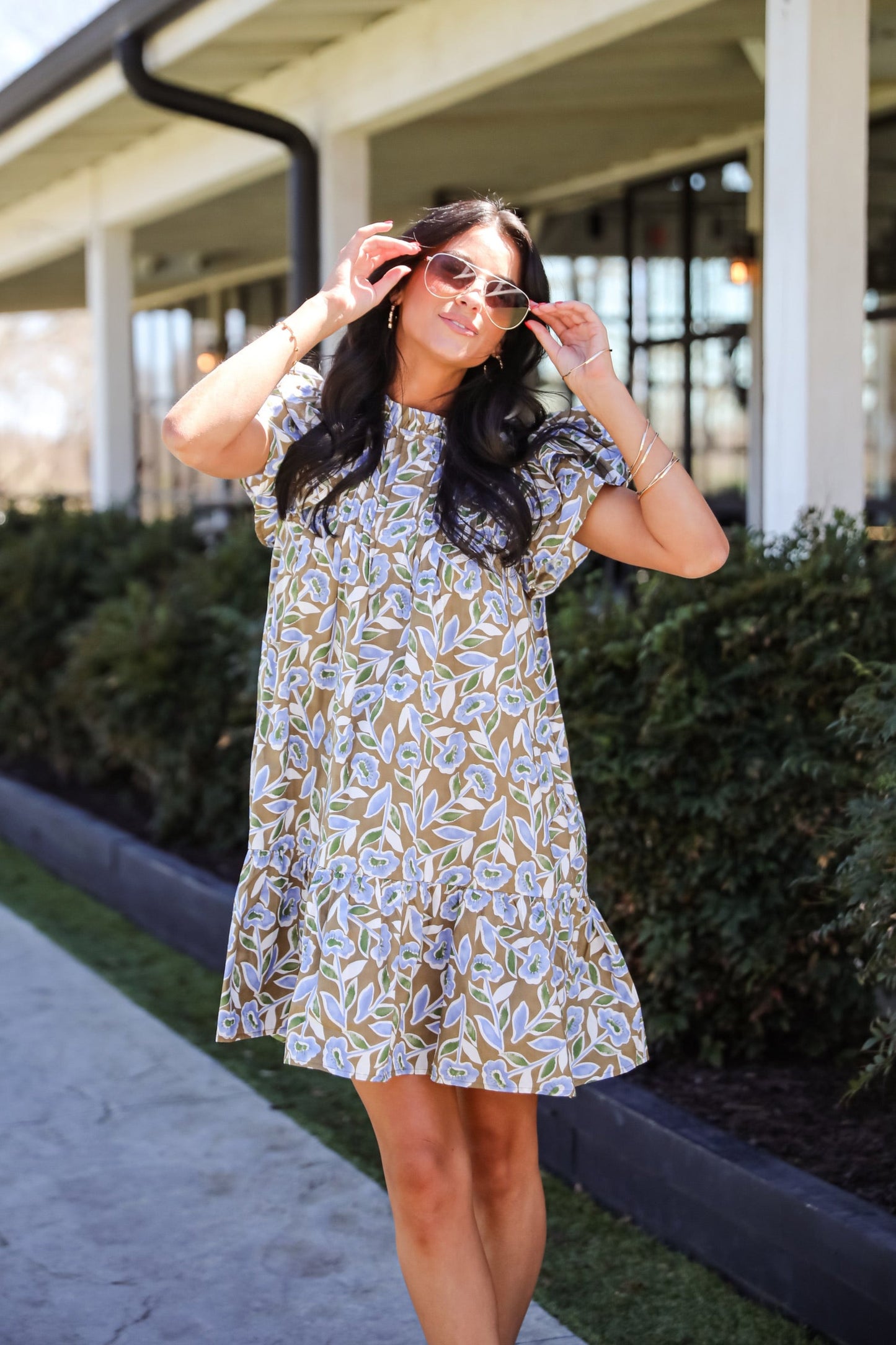 FINAL SALE - Garden Romance Blue Floral Mini Dress