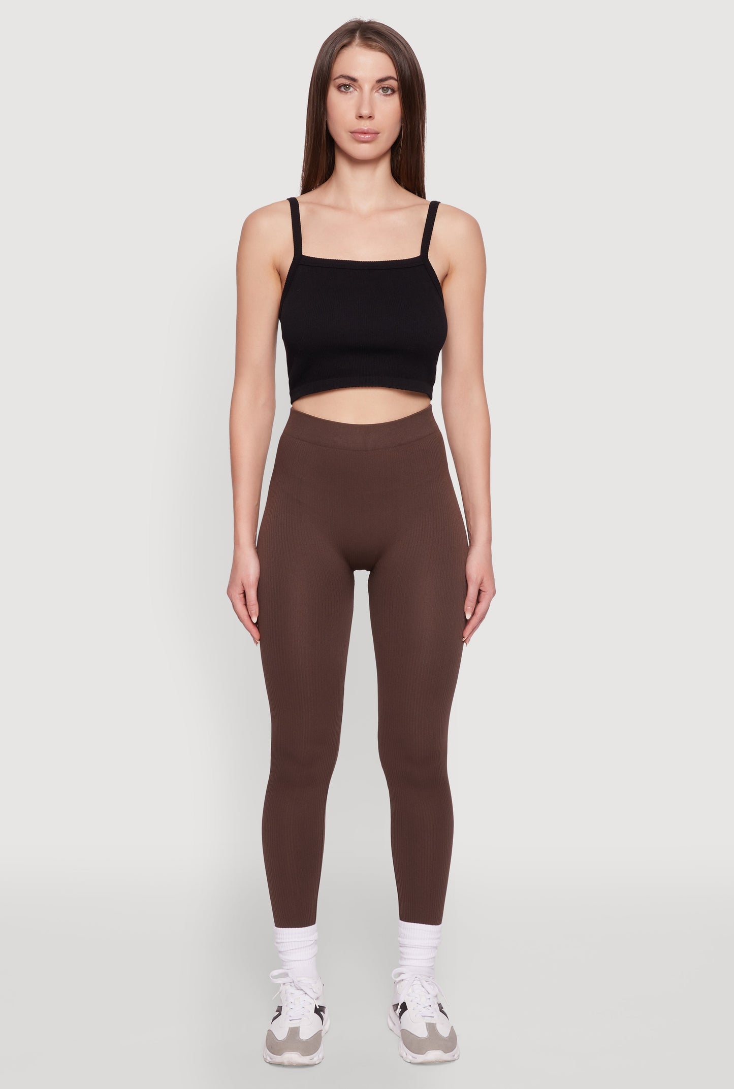 Trendy Rib Knit High Waisted Leggings