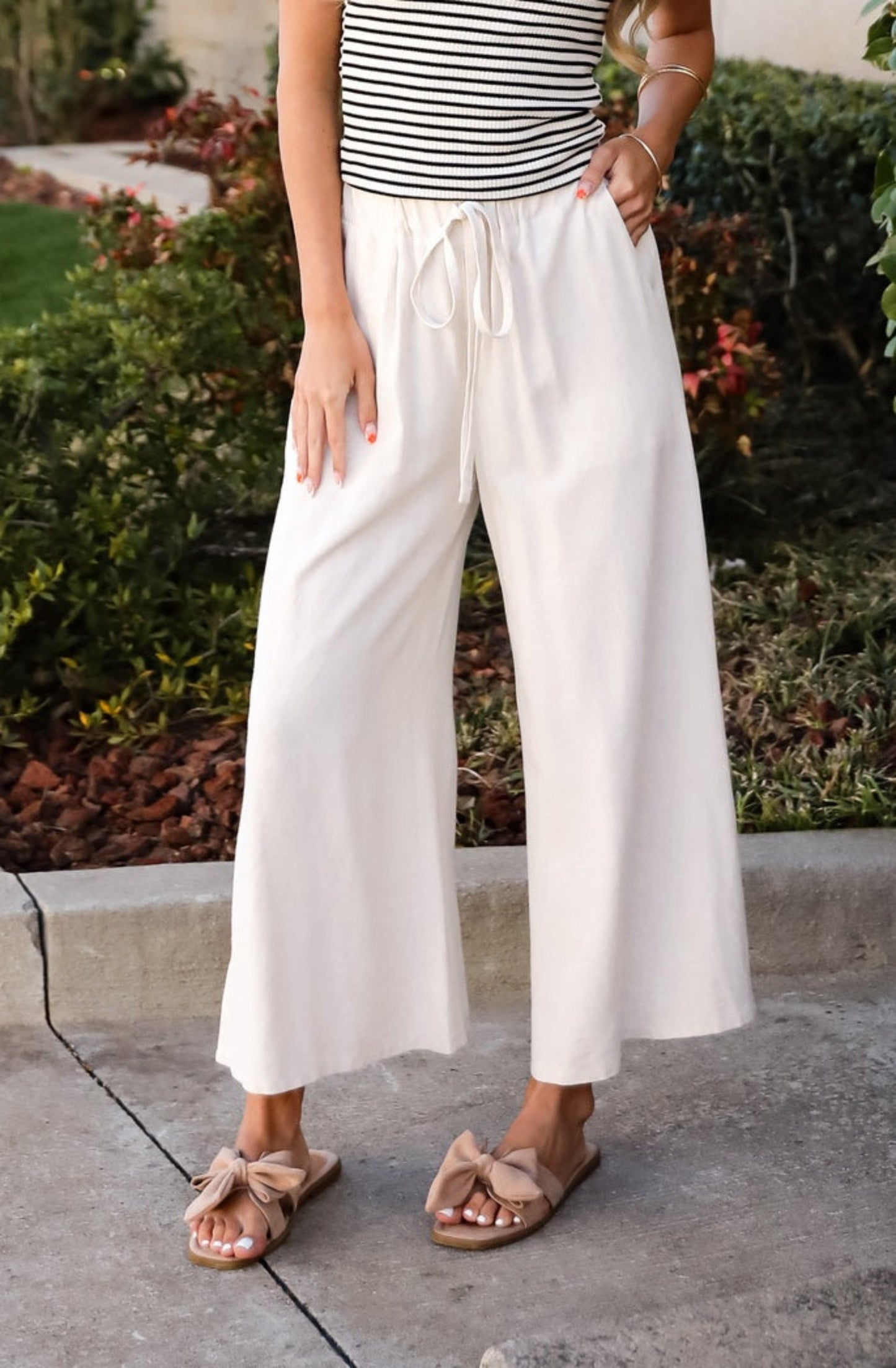 Beach Days Oatmeal Linen Pants