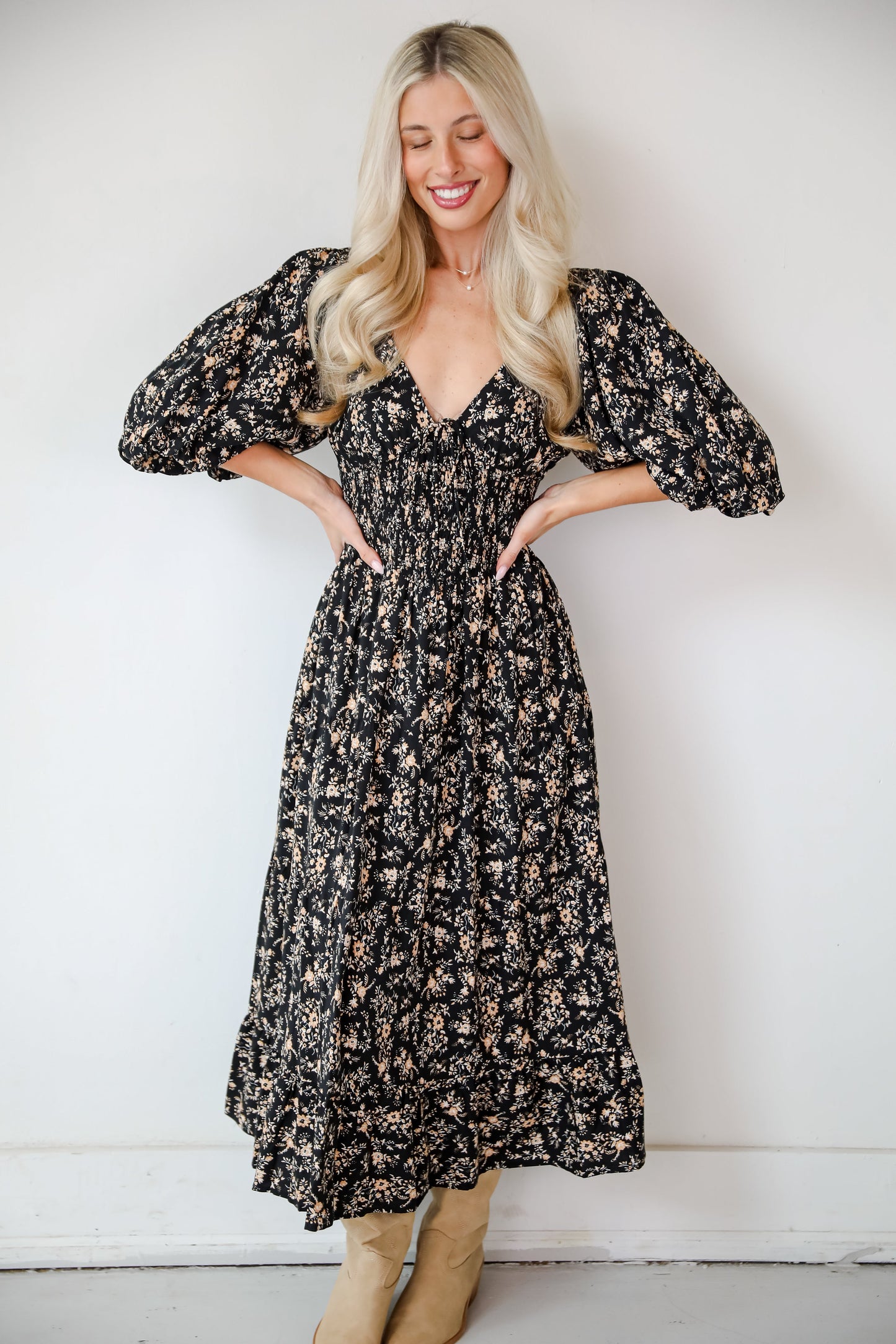 FINAL SALE - Meet For Tea Black Floral Maxi Dress