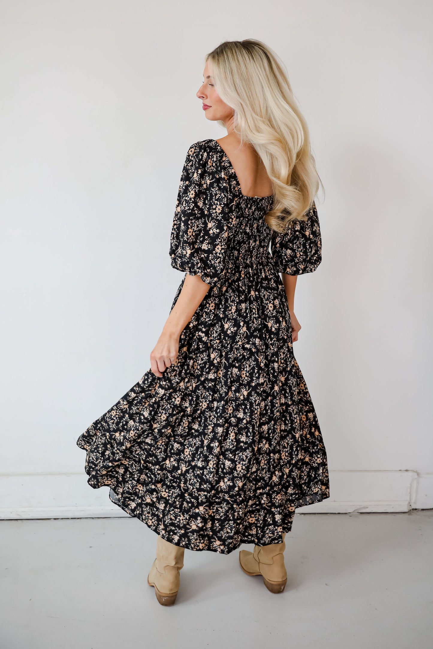 FINAL SALE - Meet For Tea Black Floral Maxi Dress