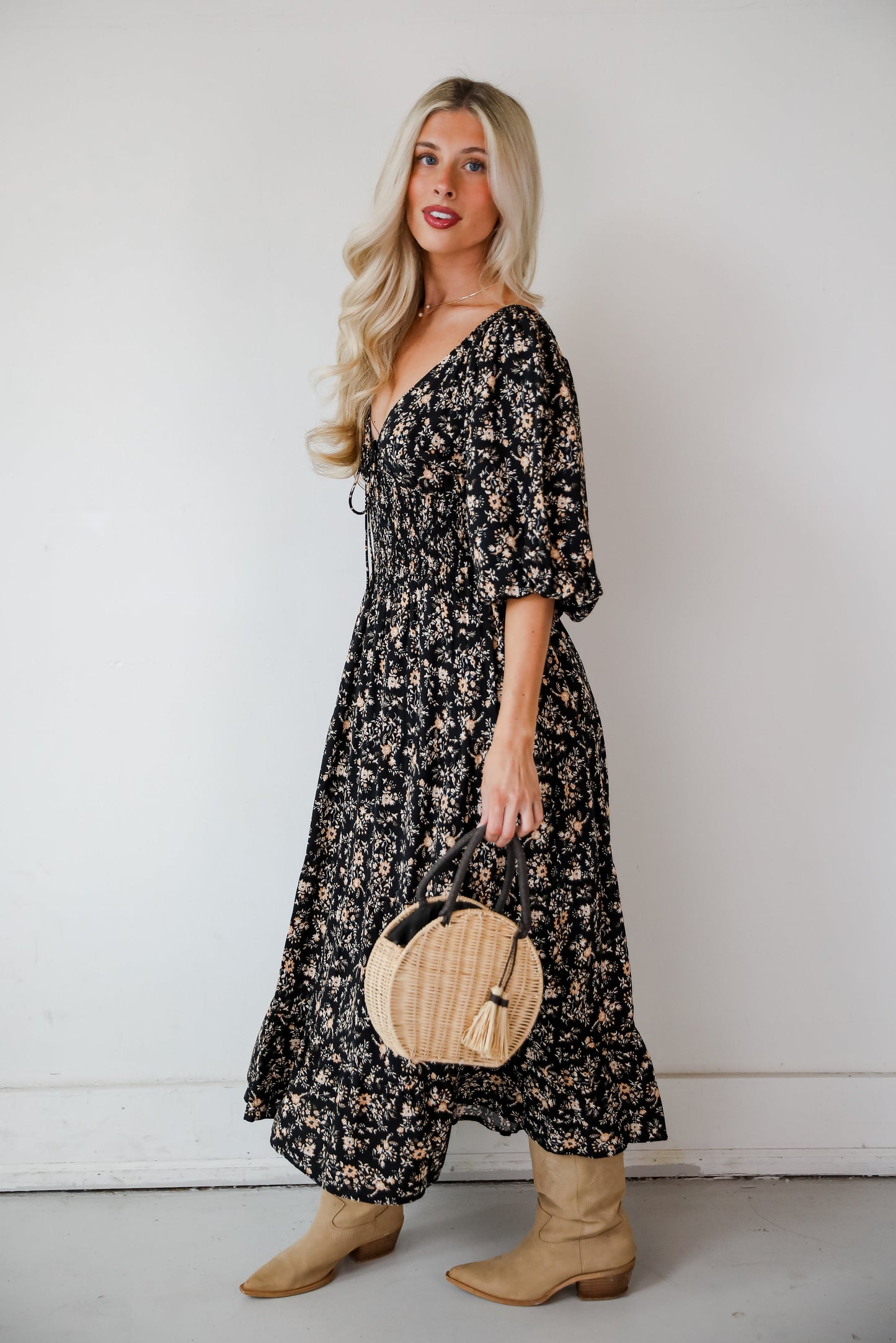 FINAL SALE - Meet For Tea Black Floral Maxi Dress