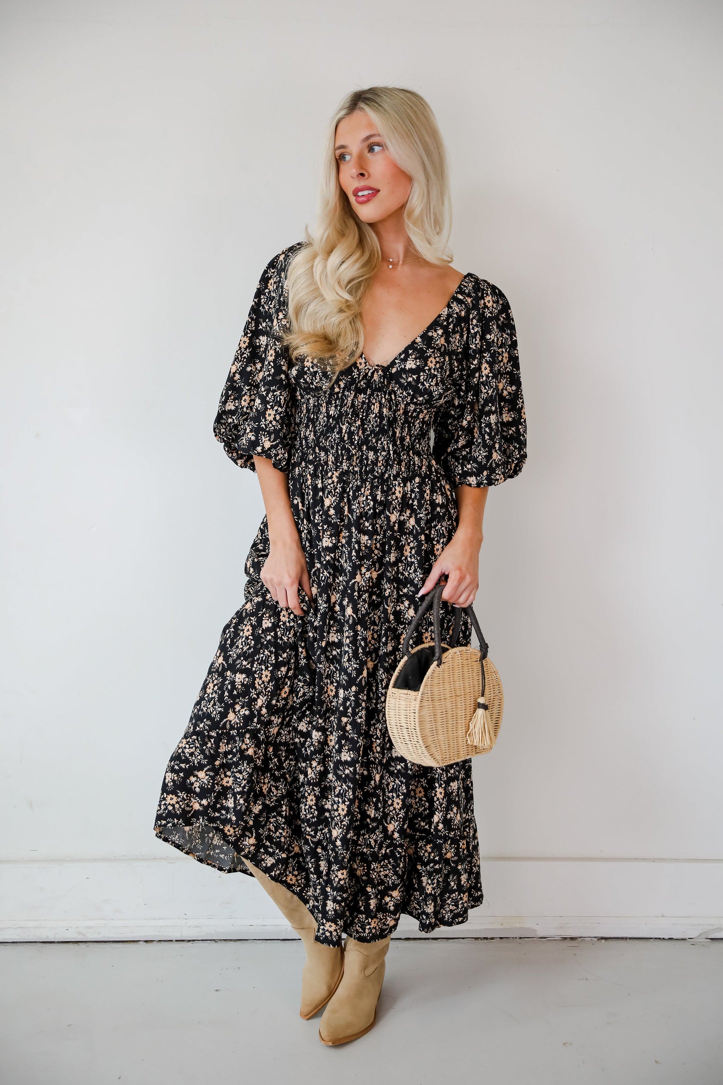 FINAL SALE - Meet For Tea Black Floral Maxi Dress