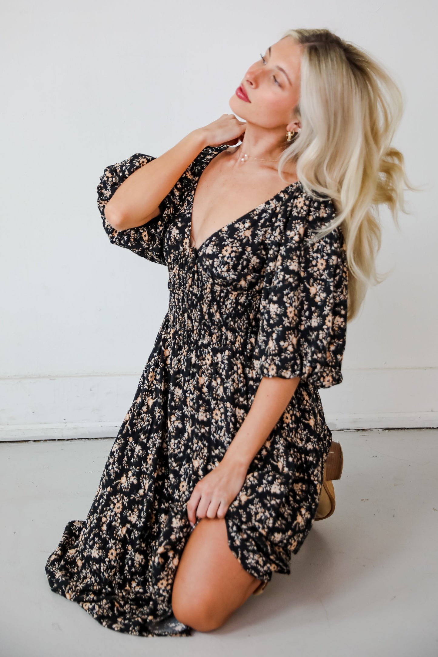 FINAL SALE - Meet For Tea Black Floral Maxi Dress