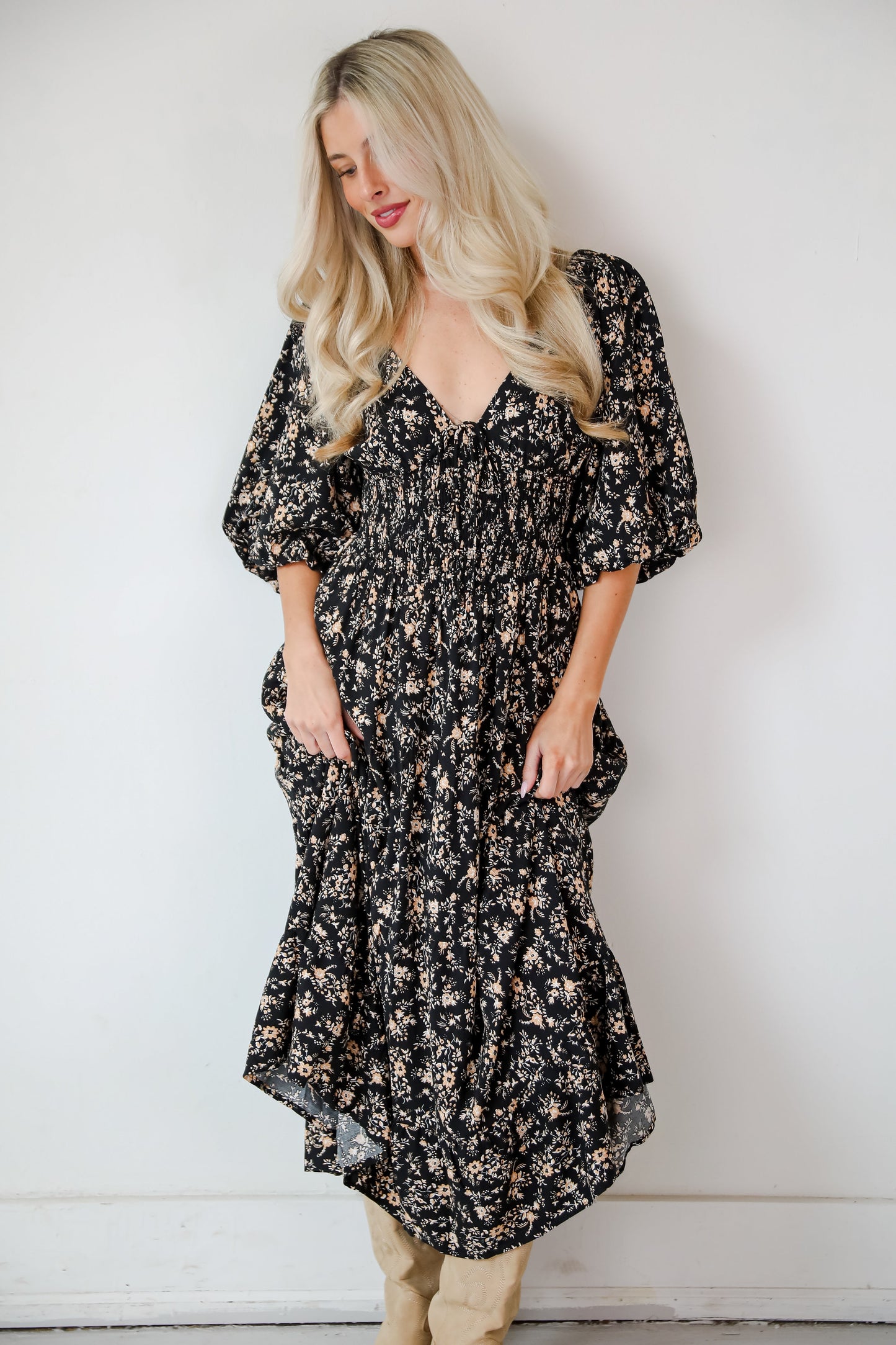 FINAL SALE - Meet For Tea Black Floral Maxi Dress