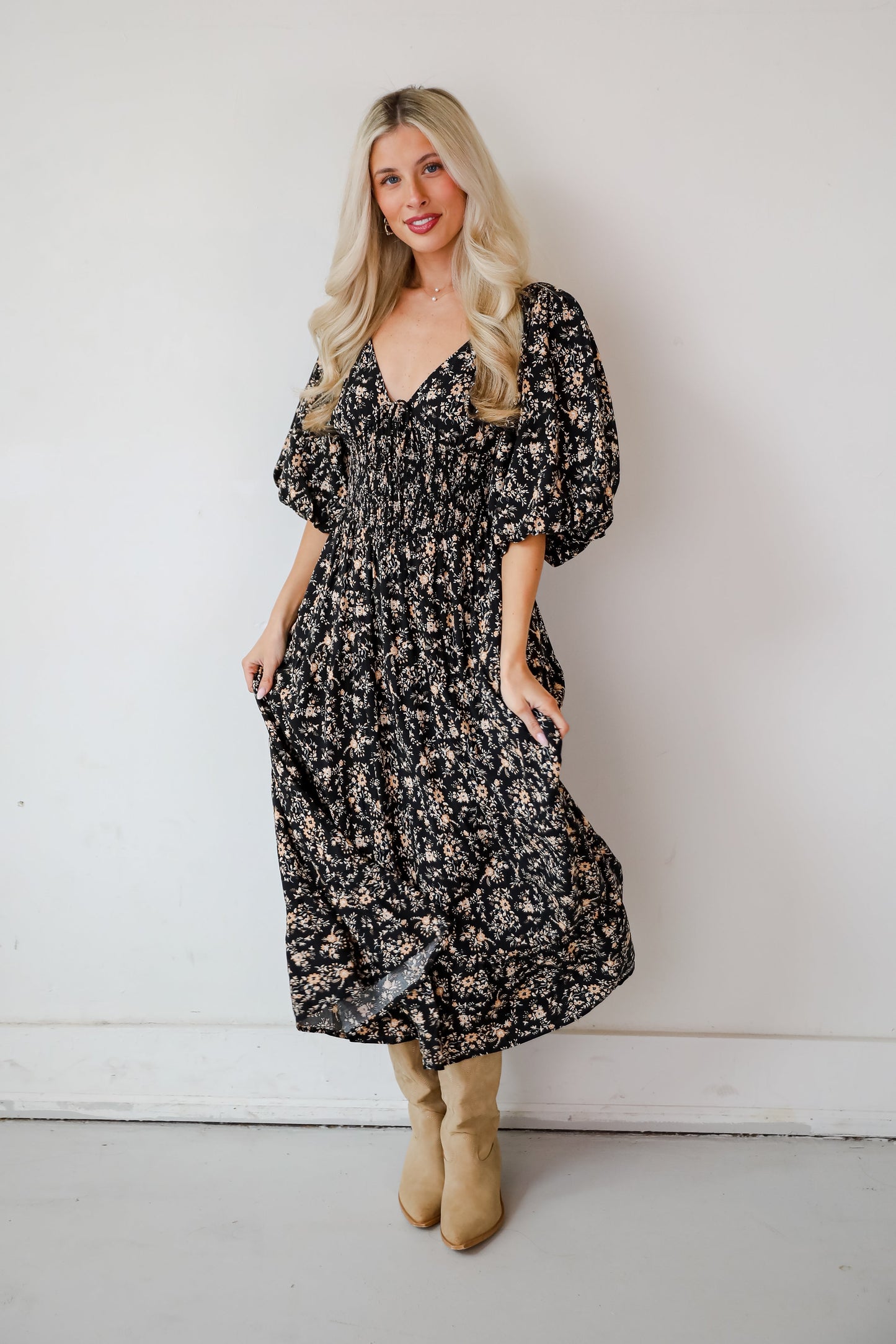FINAL SALE - Meet For Tea Black Floral Maxi Dress