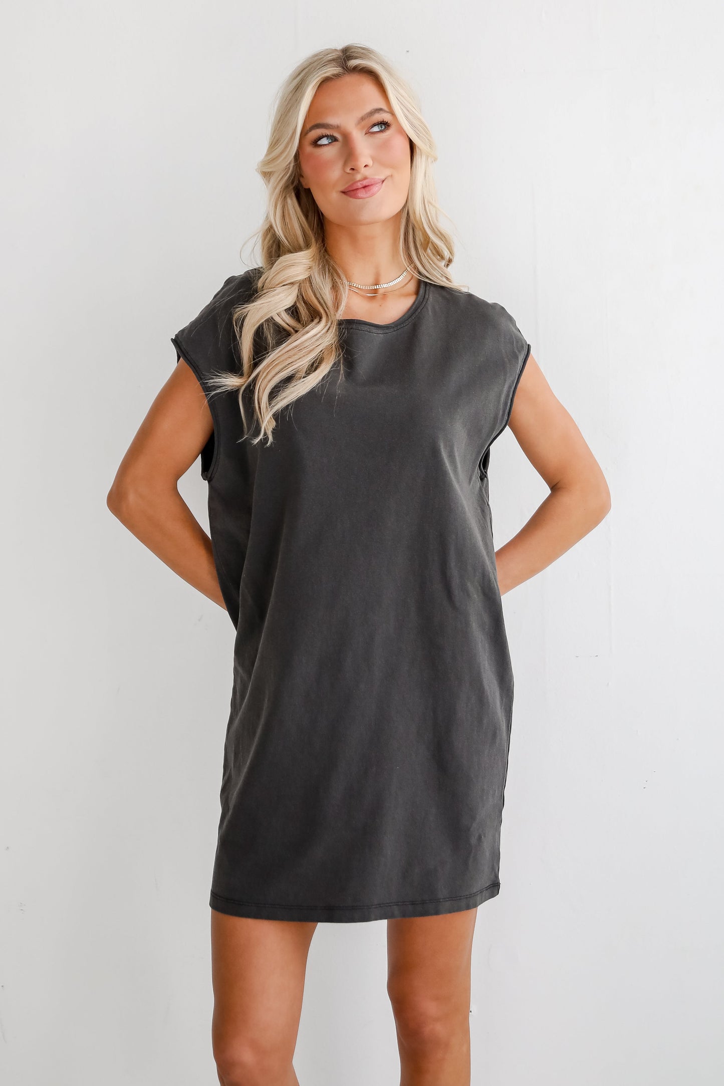 Edgy Cuteness Black T-Shirt Dress - DU DEAL