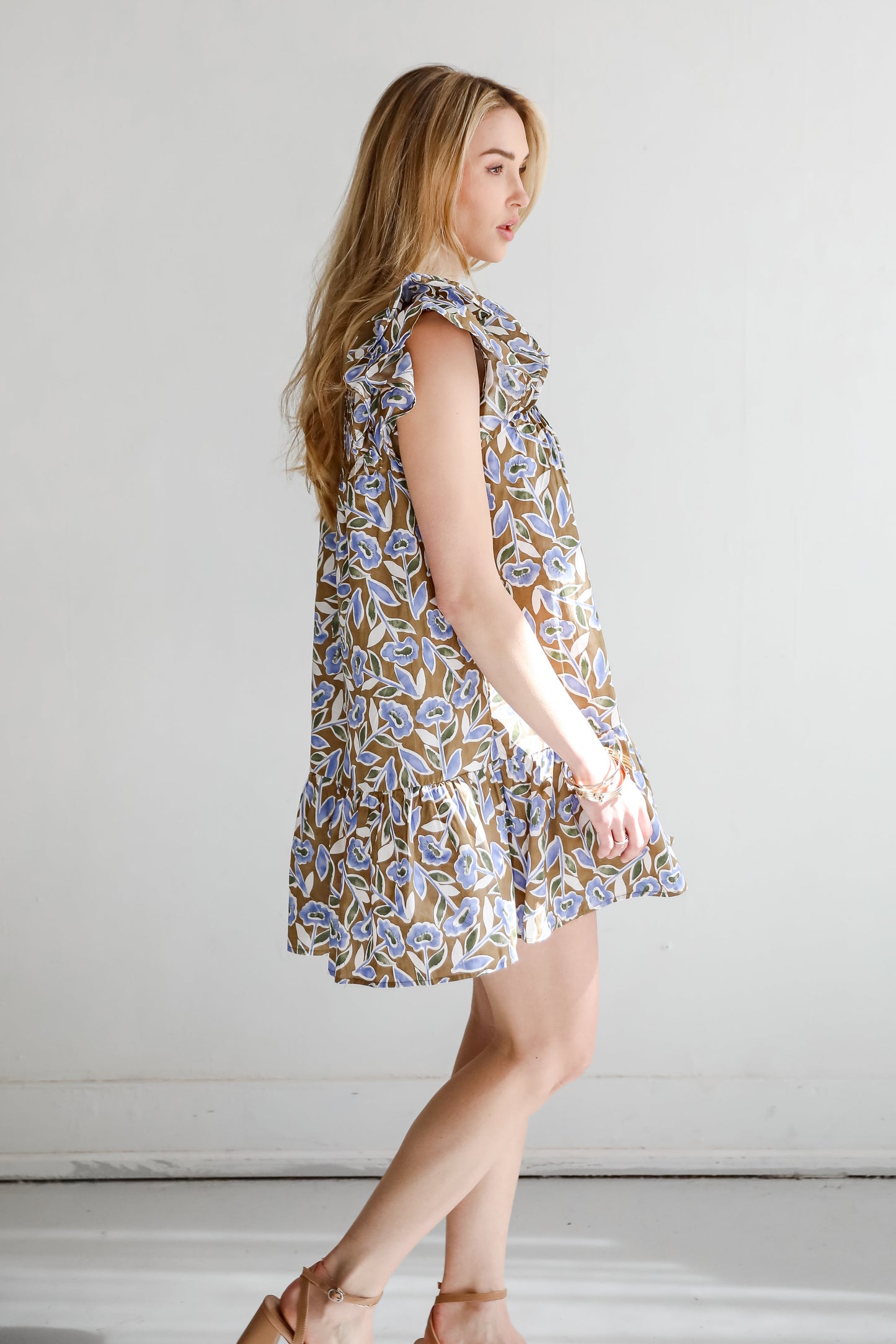 FINAL SALE - Garden Romance Blue Floral Mini Dress