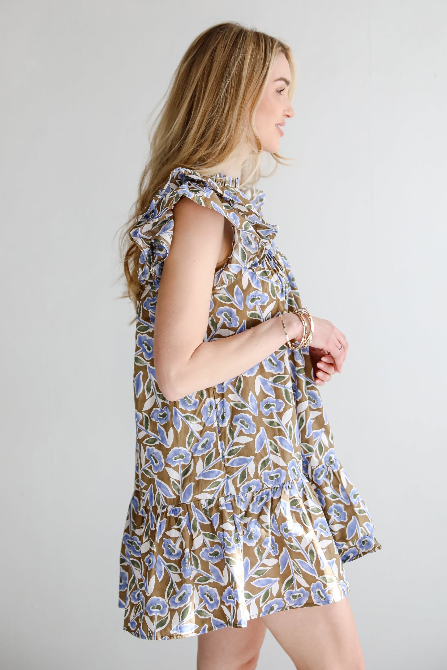 FINAL SALE - Garden Romance Blue Floral Mini Dress