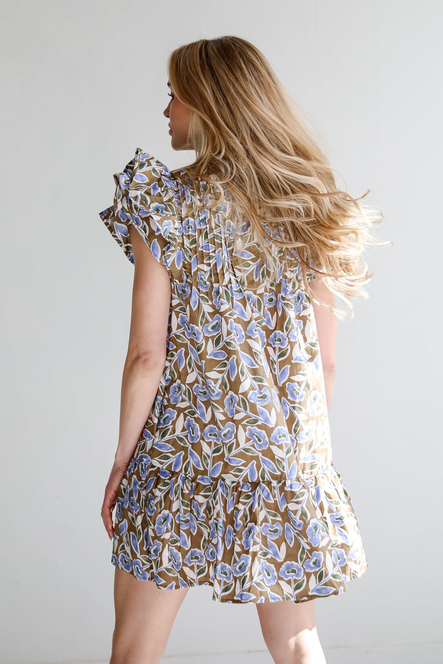 FINAL SALE - Garden Romance Blue Floral Mini Dress