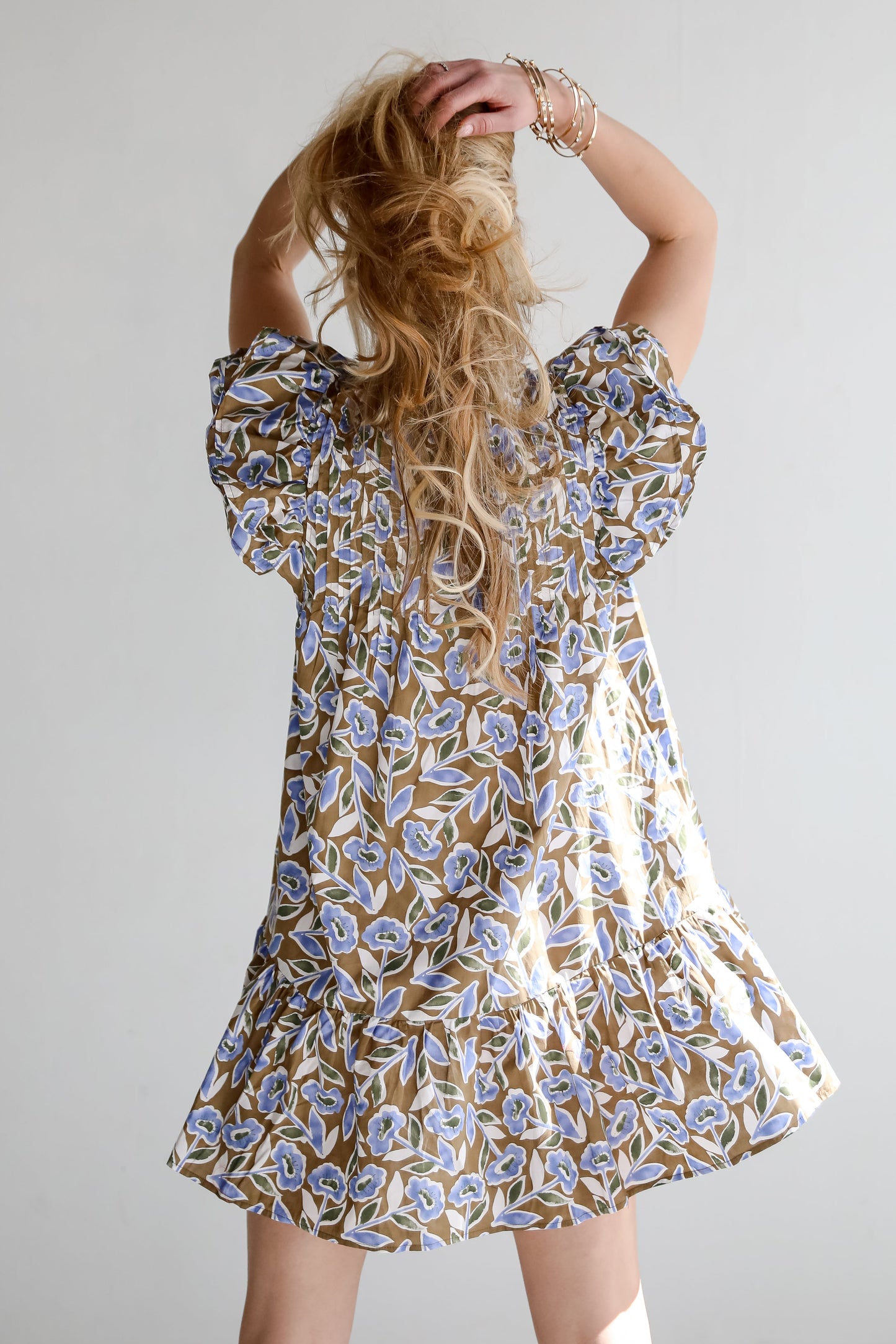 FINAL SALE - Garden Romance Blue Floral Mini Dress