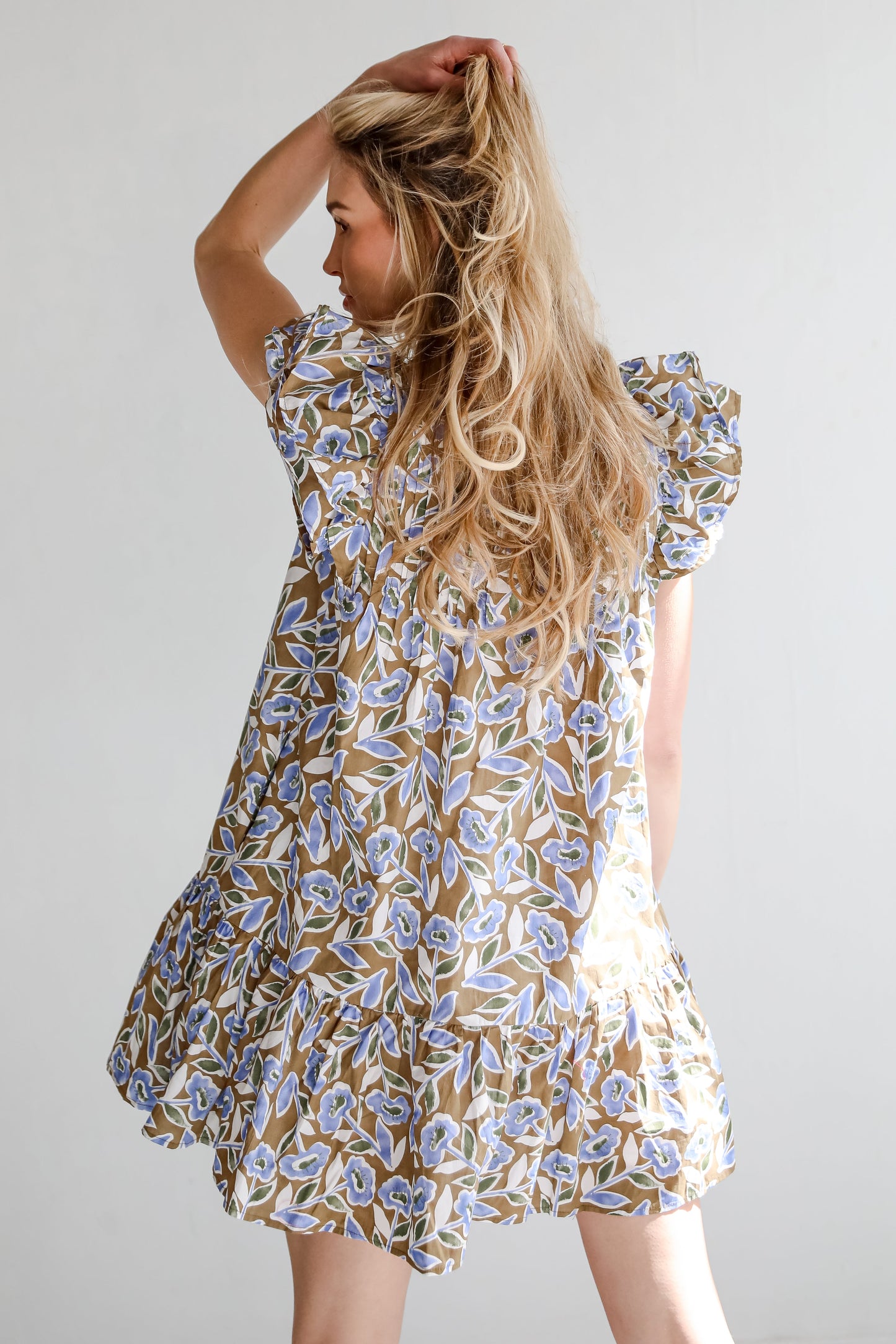 FINAL SALE - Garden Romance Blue Floral Mini Dress