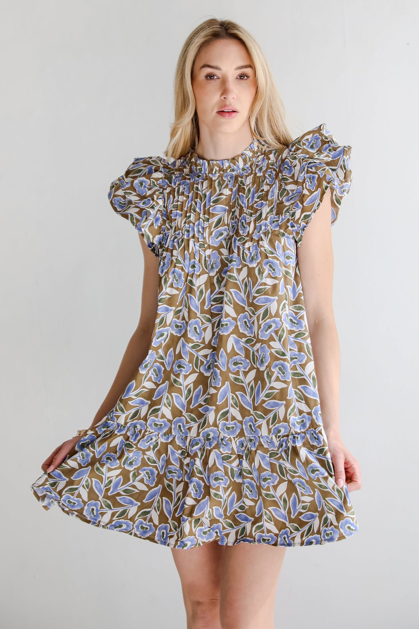 FINAL SALE - Garden Romance Blue Floral Mini Dress