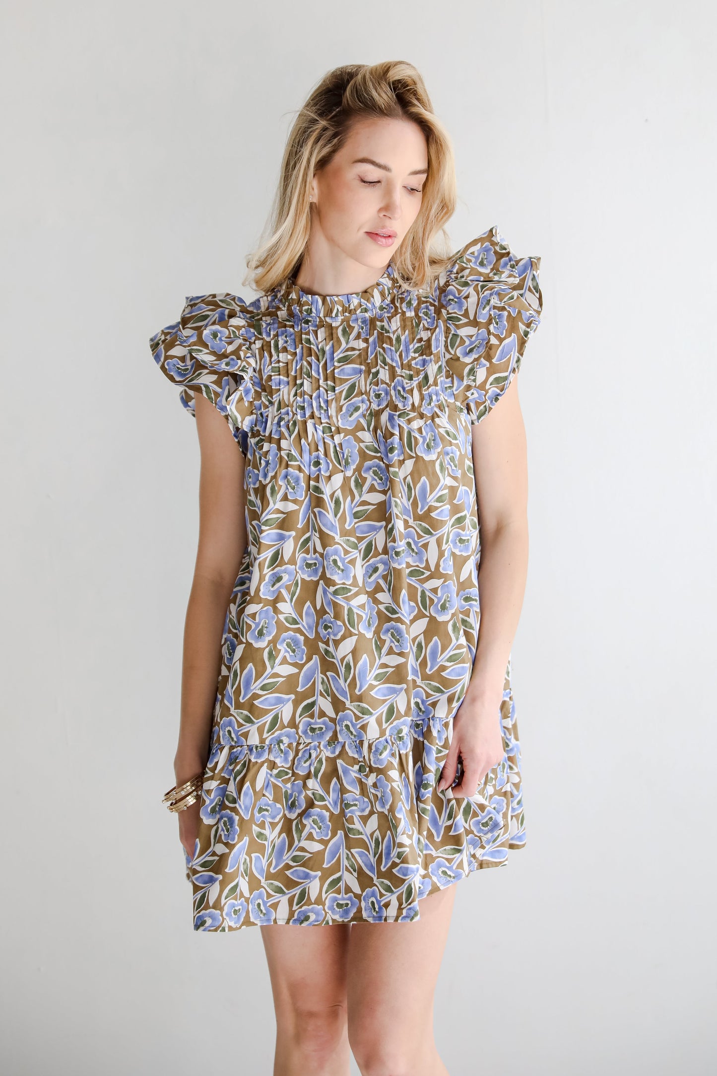 FINAL SALE - Garden Romance Blue Floral Mini Dress
