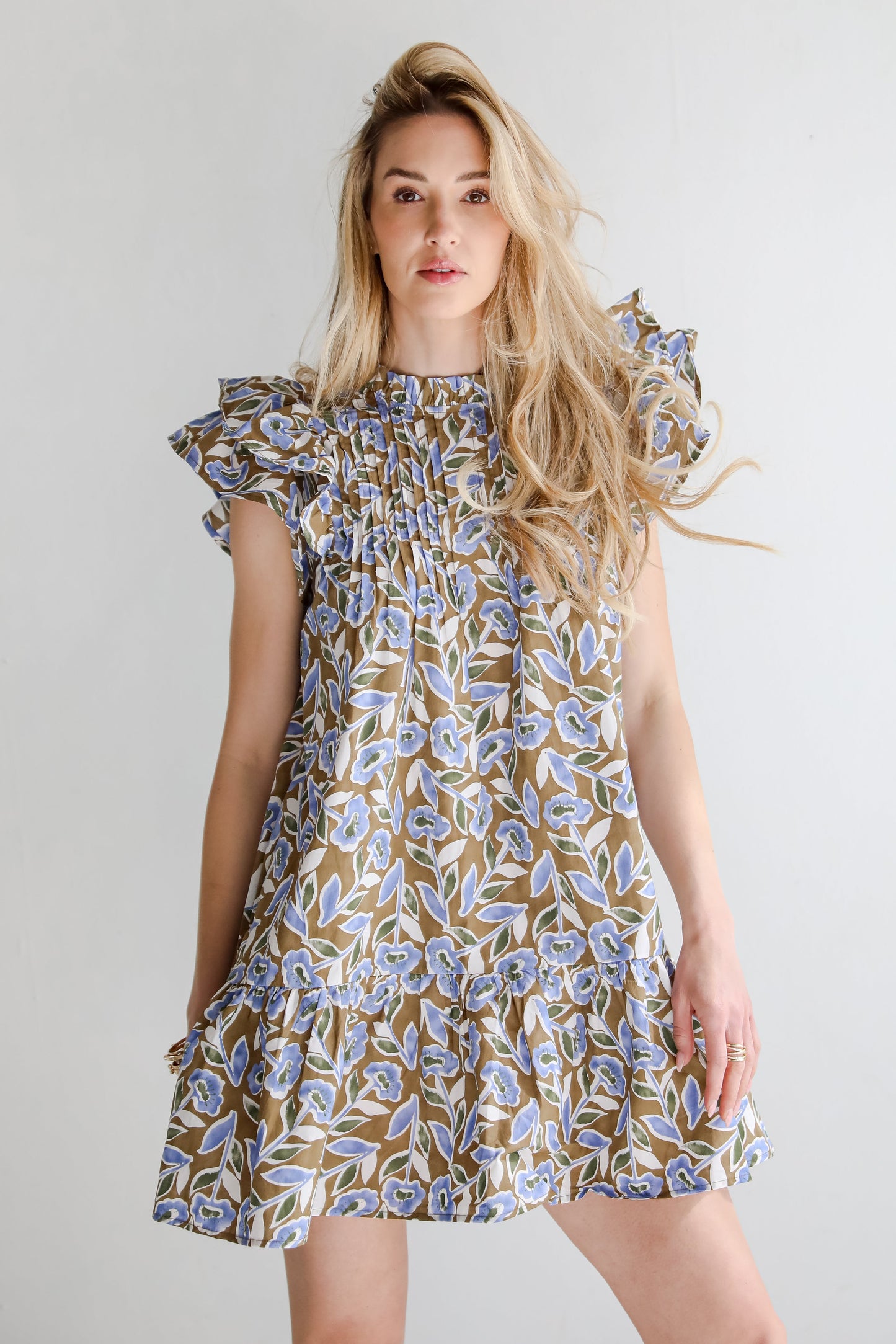 FINAL SALE - Garden Romance Blue Floral Mini Dress