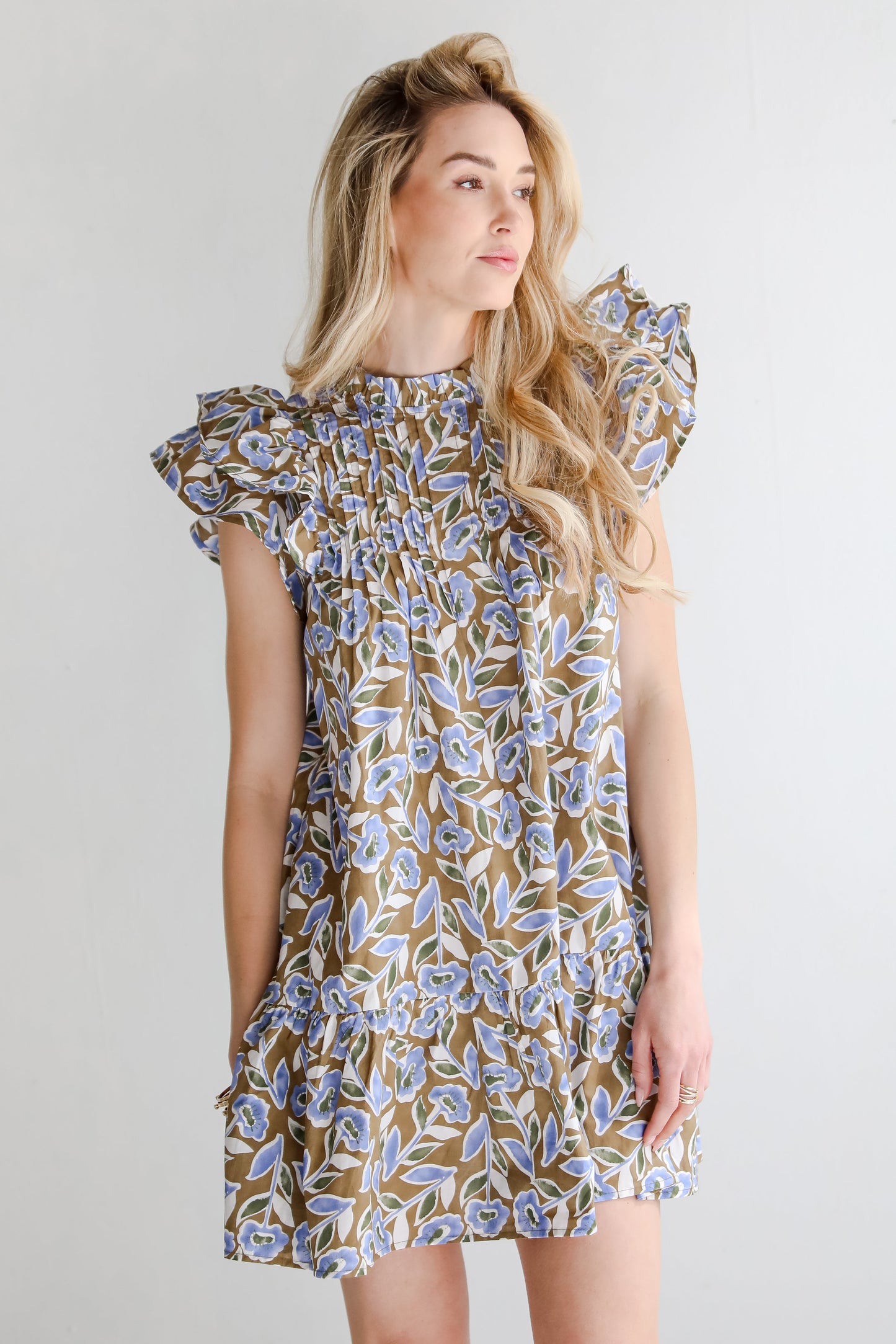 FINAL SALE - Garden Romance Blue Floral Mini Dress
