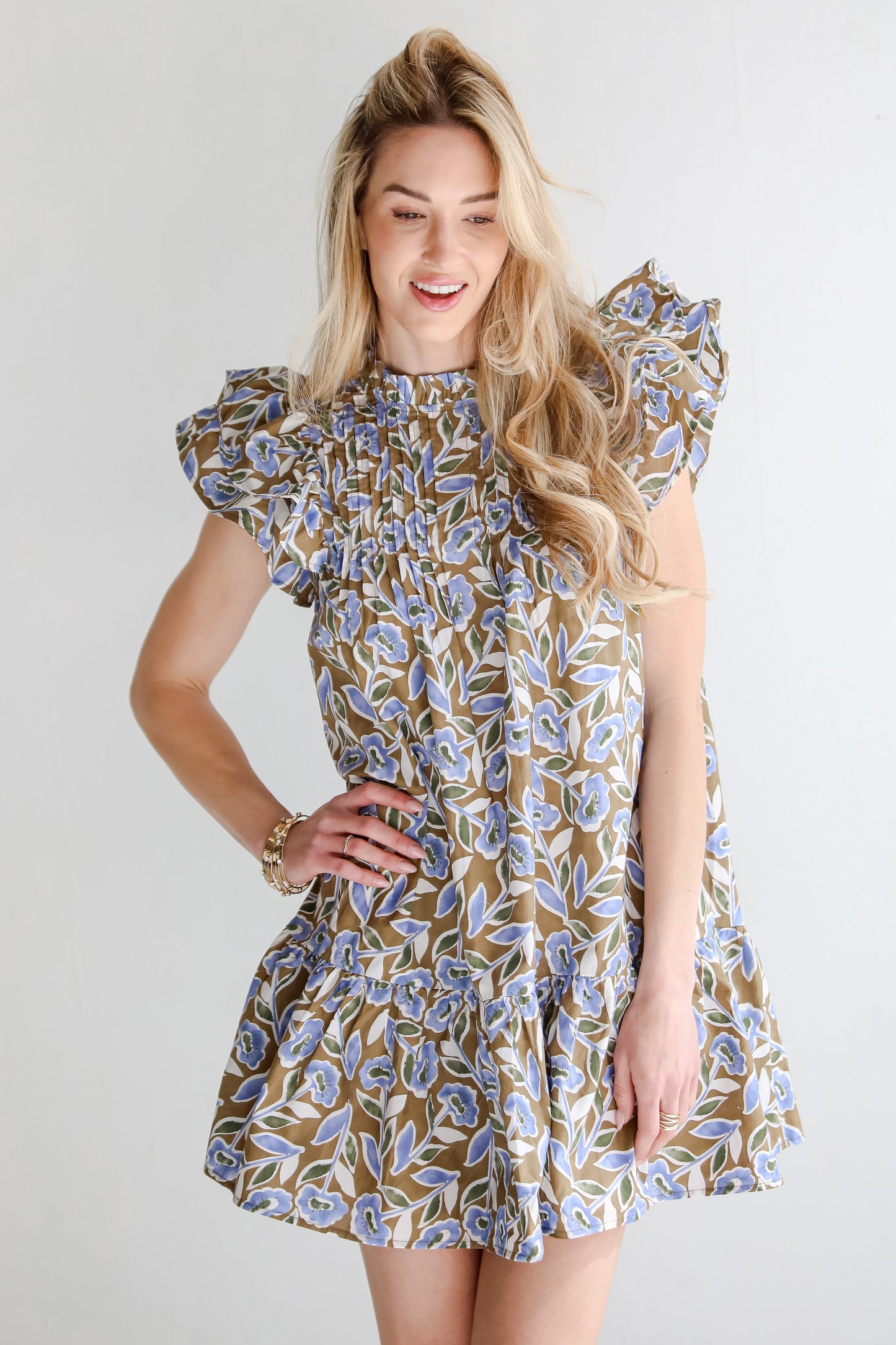 FINAL SALE - Garden Romance Blue Floral Mini Dress