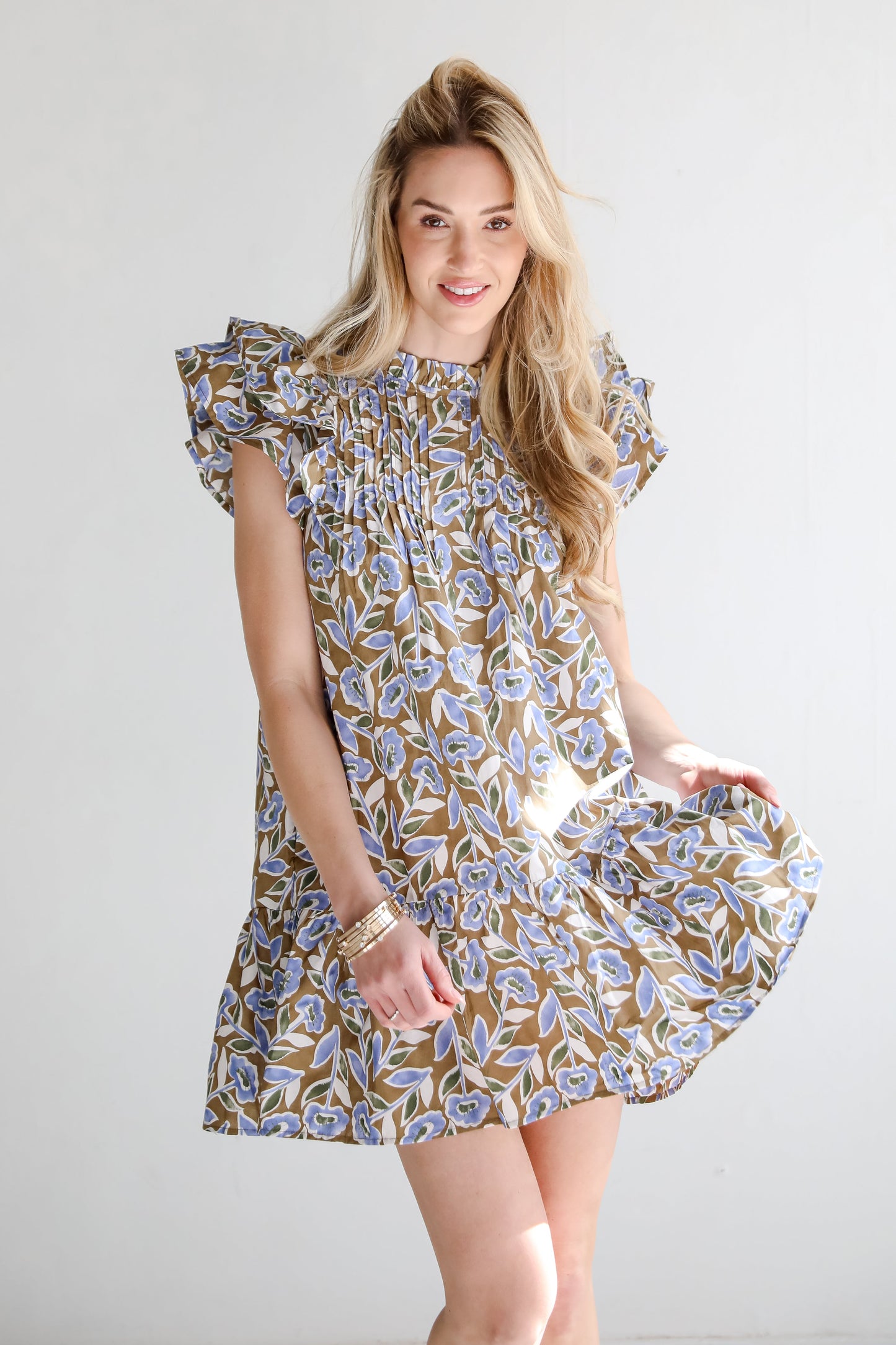 FINAL SALE - Garden Romance Blue Floral Mini Dress