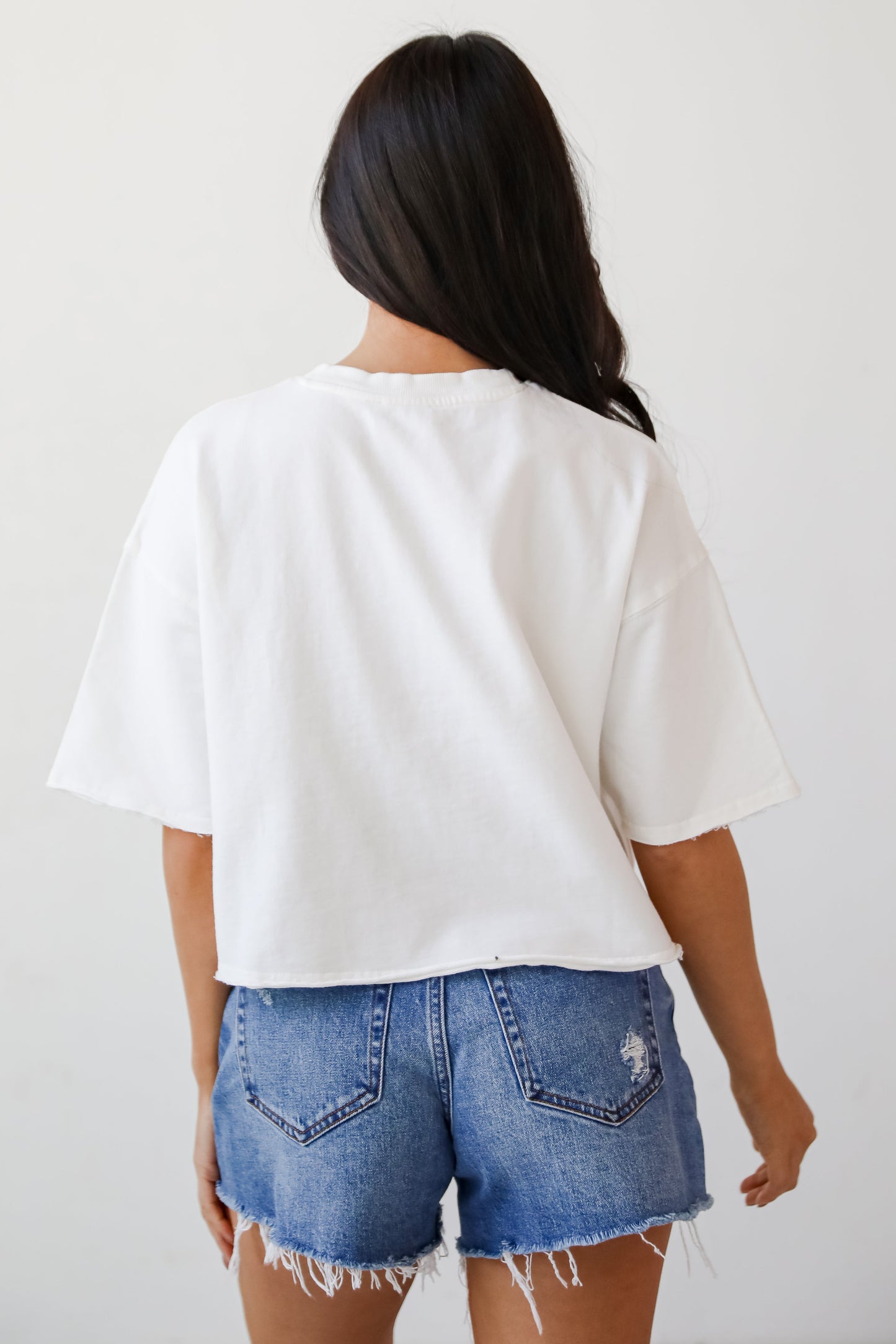 White ATL Baseball Star Cropped Tee