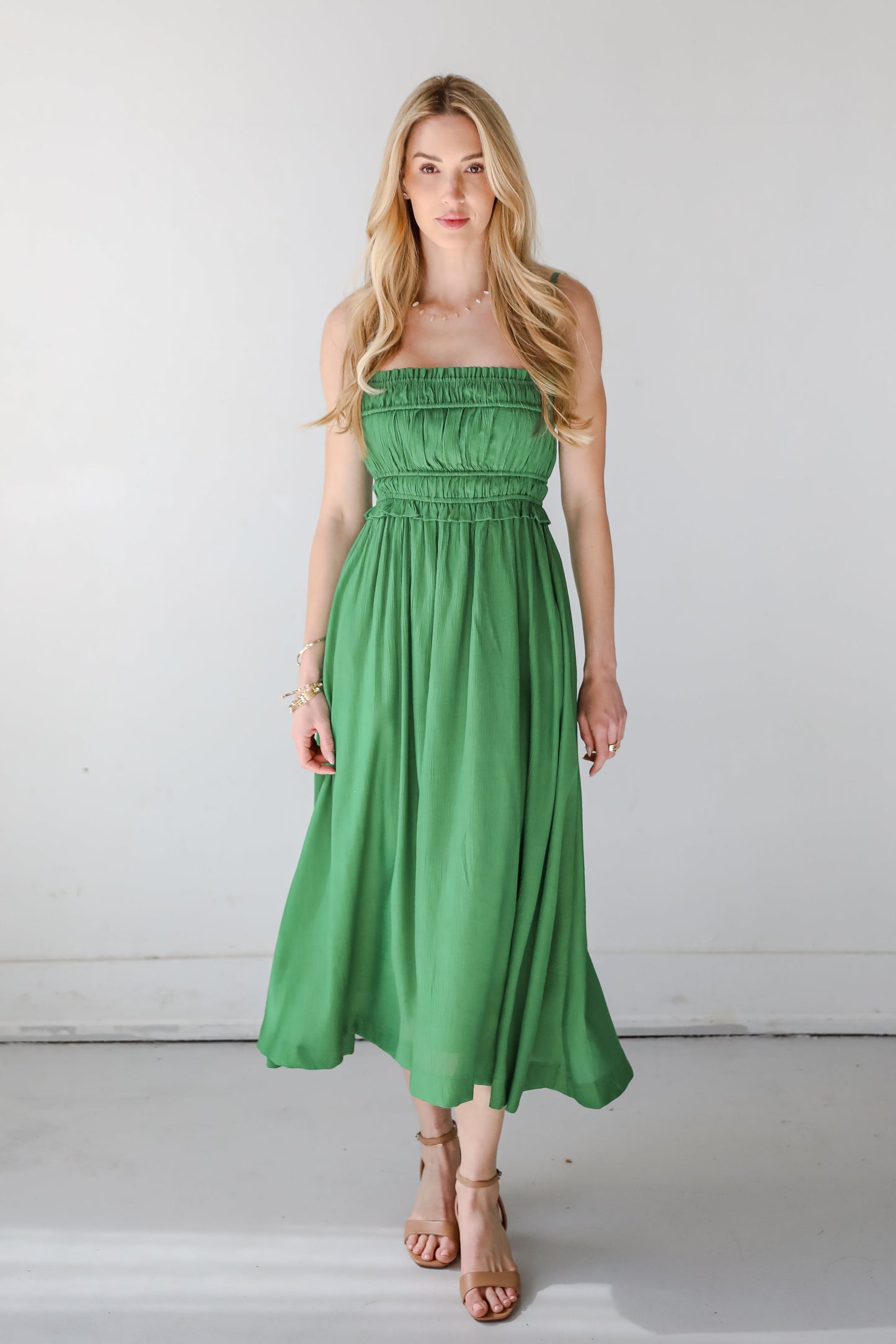 Gorgeous Reputation Kelly Green Midi Dress