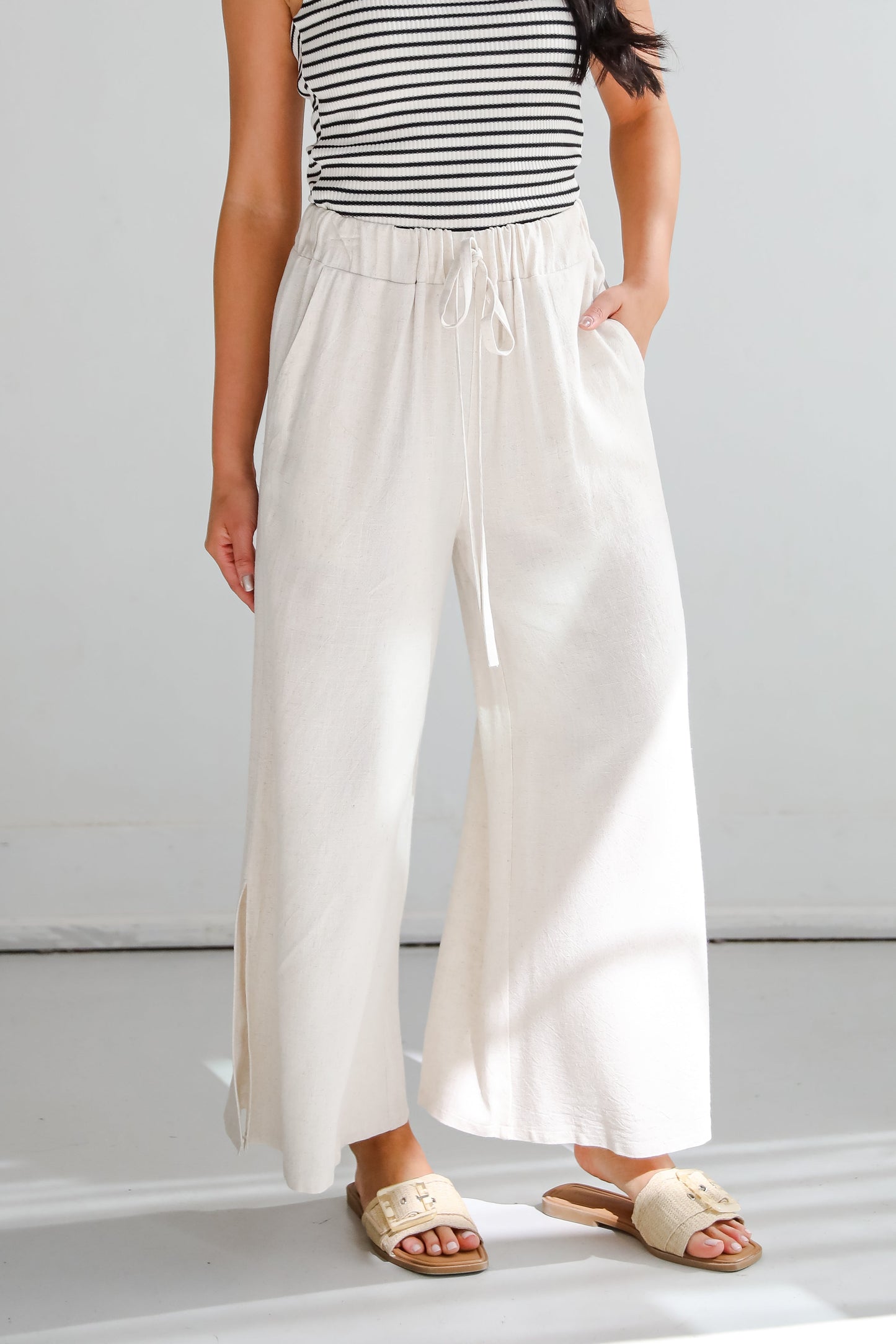 Beach Days Oatmeal Linen Pants