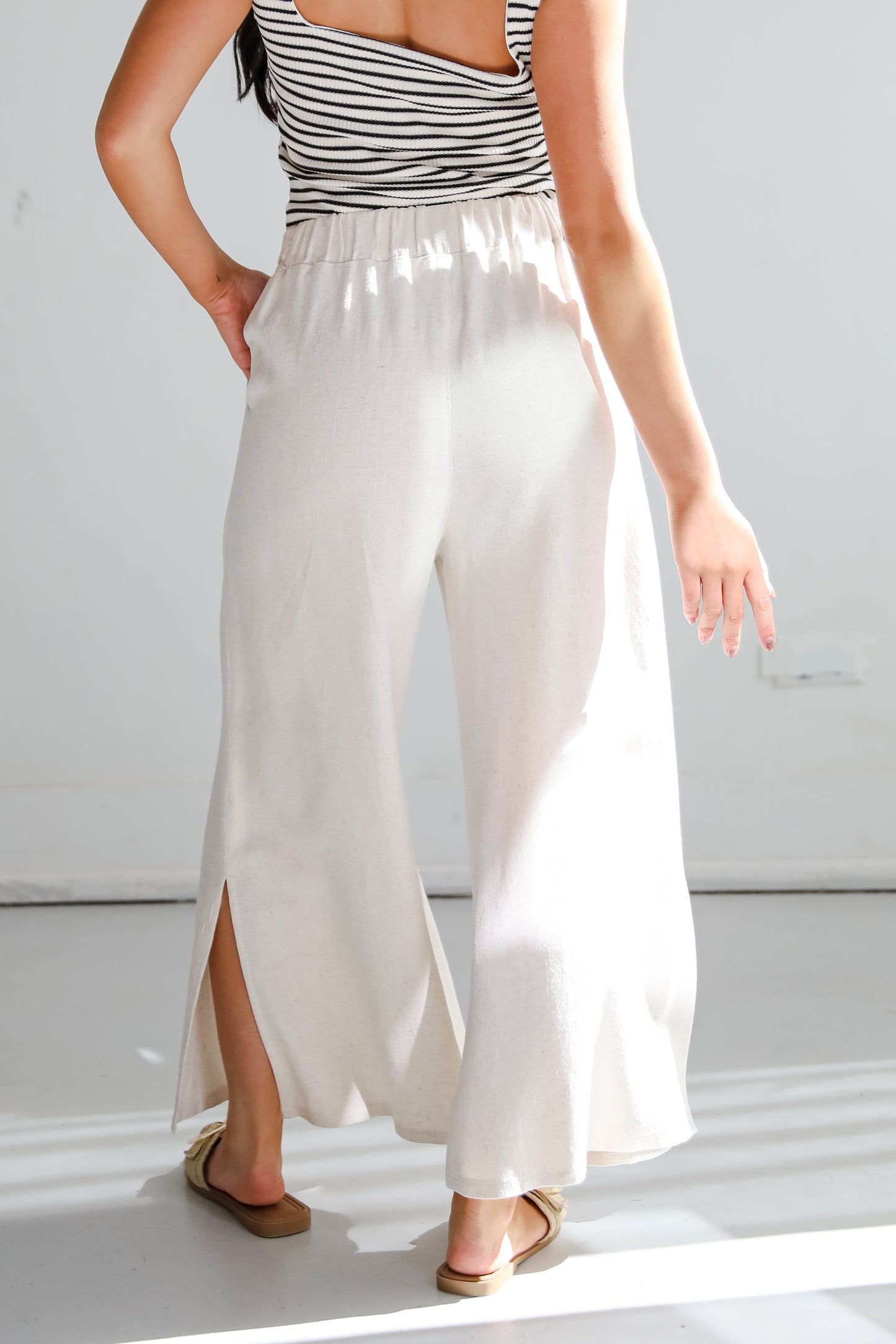 Beach Days Oatmeal Linen Pants