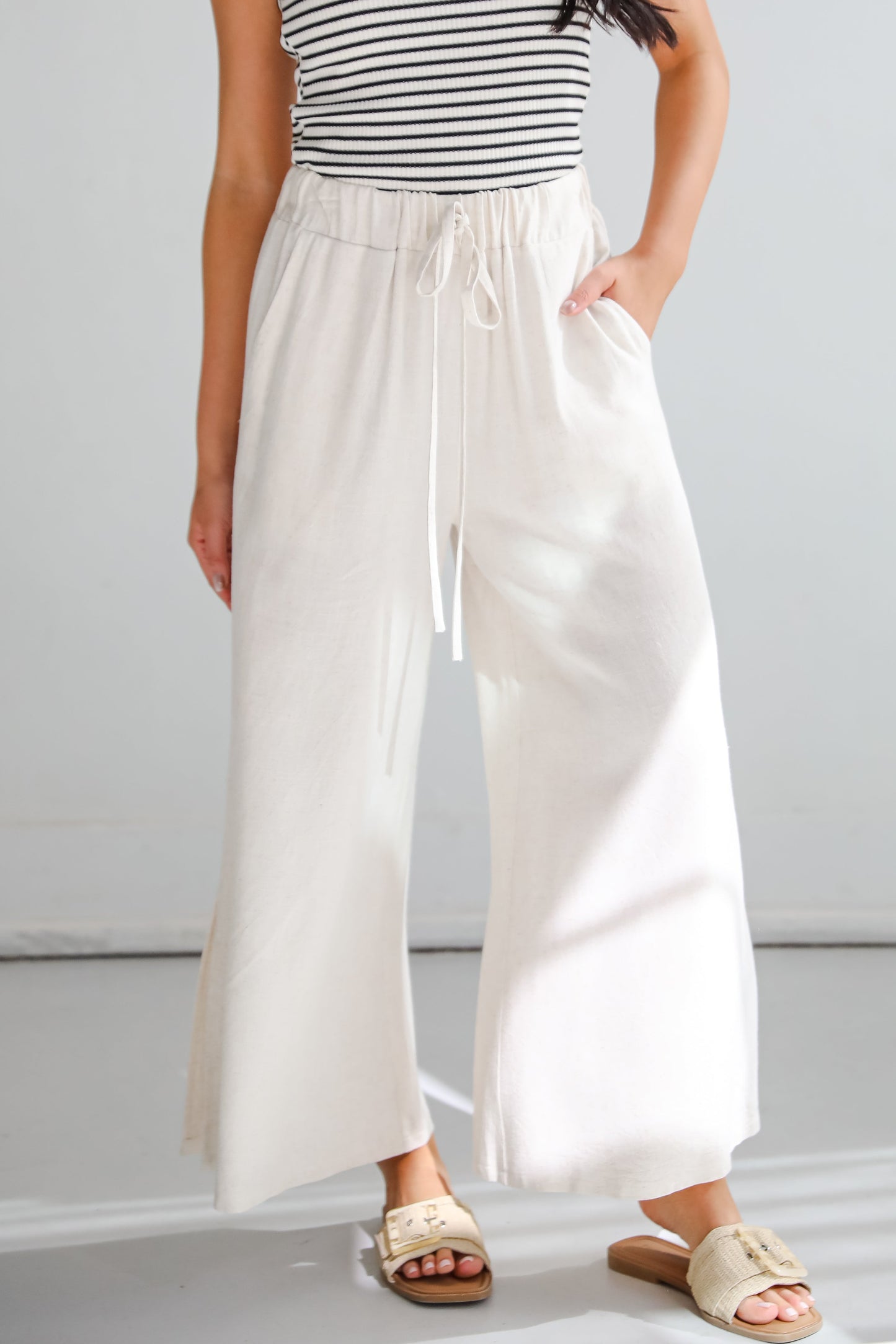 Beach Days Oatmeal Linen Pants