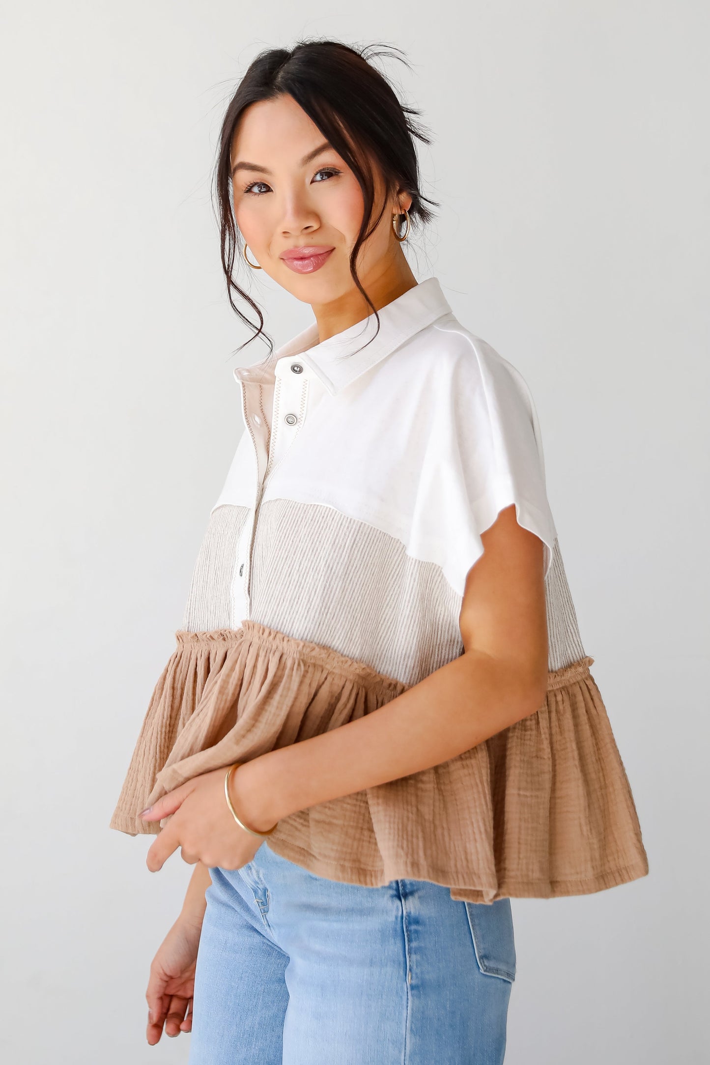 Tiers To Summer Off White Color Block Blouse