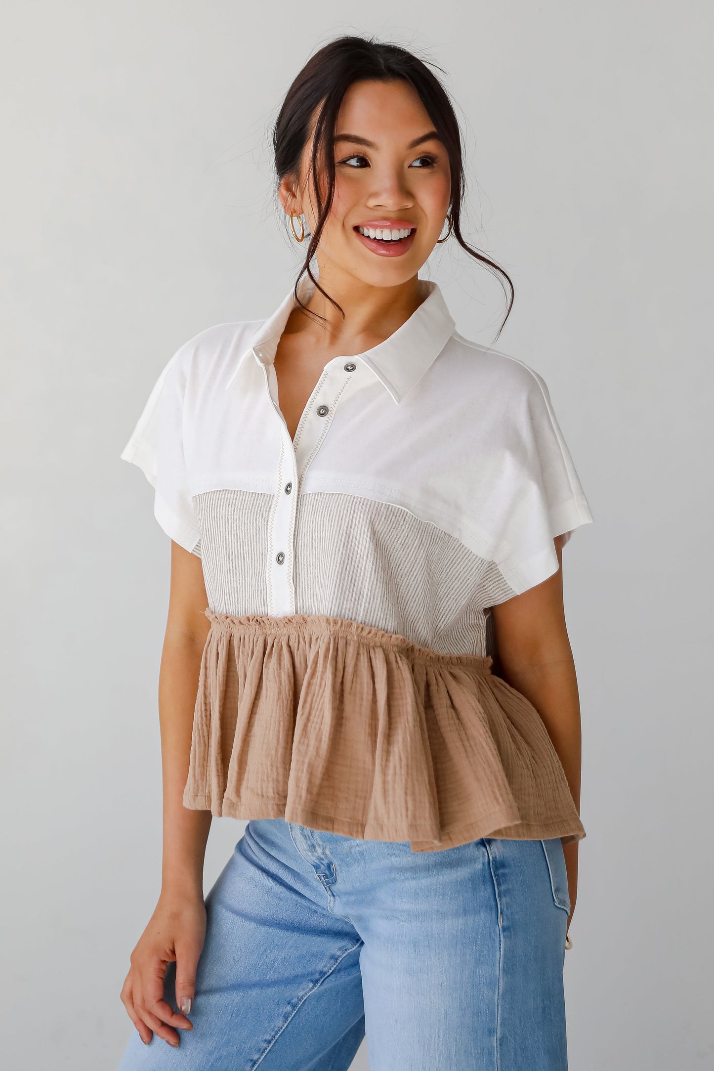 Tiers To Summer Off White Color Block Blouse