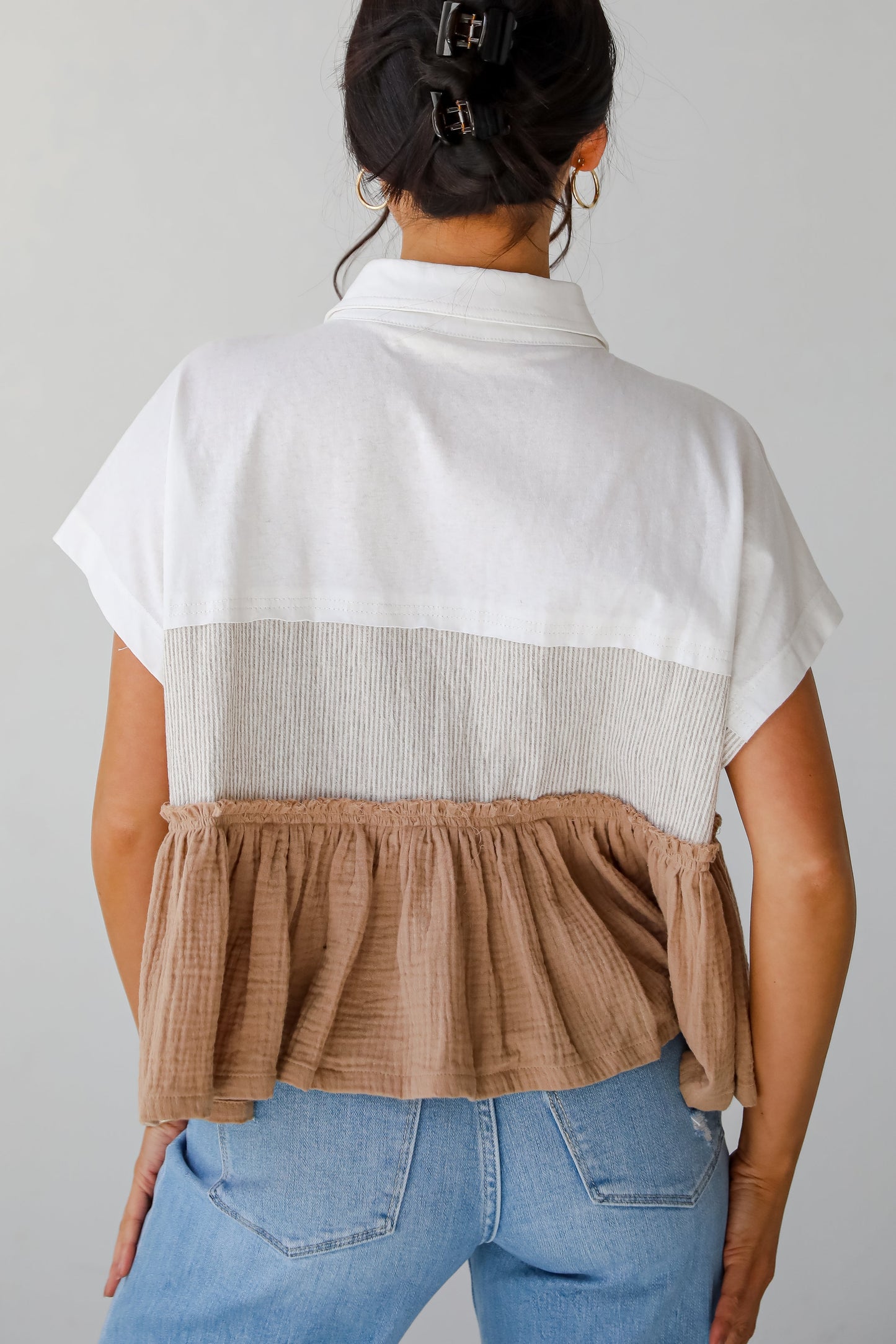 Tiers To Summer Off White Color Block Blouse