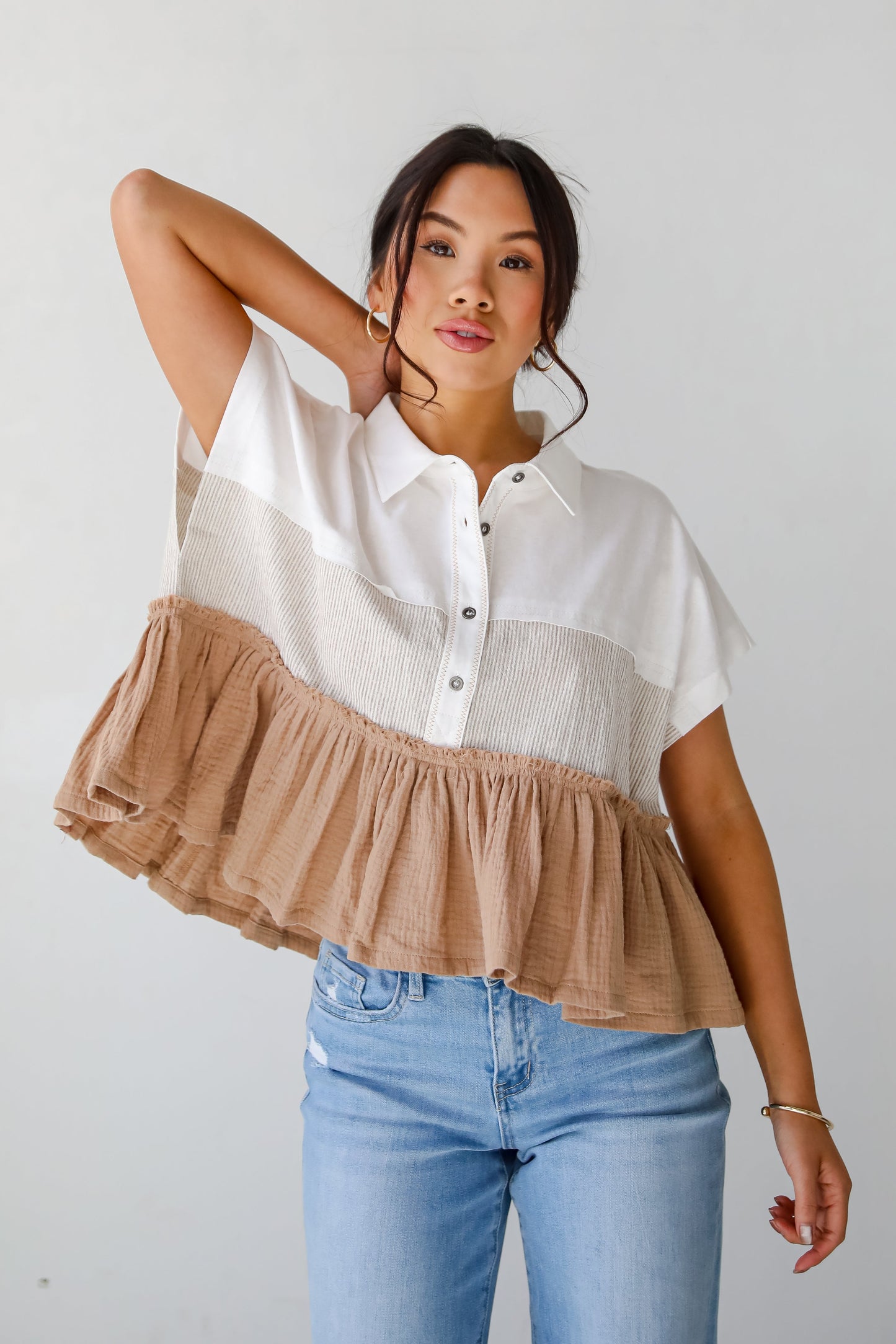 Tiers To Summer Off White Color Block Blouse