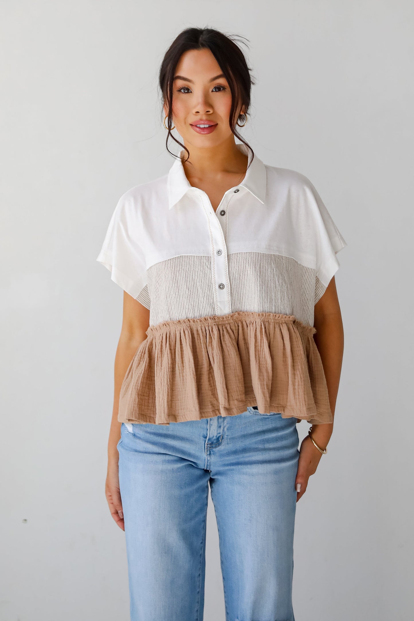 Tiers To Summer Off White Color Block Blouse
