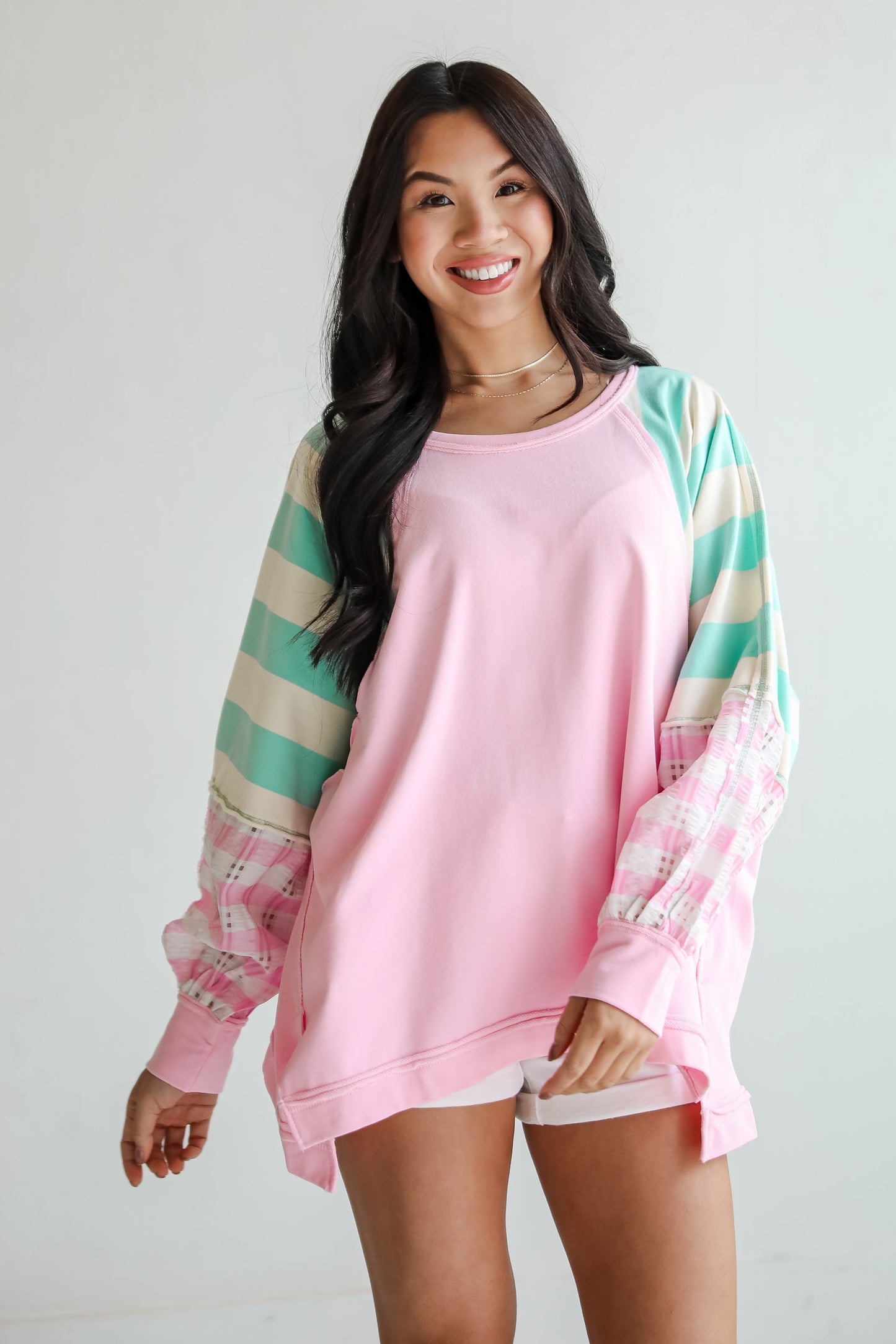 FINAL SALE - Made For You Pink Color Block Top