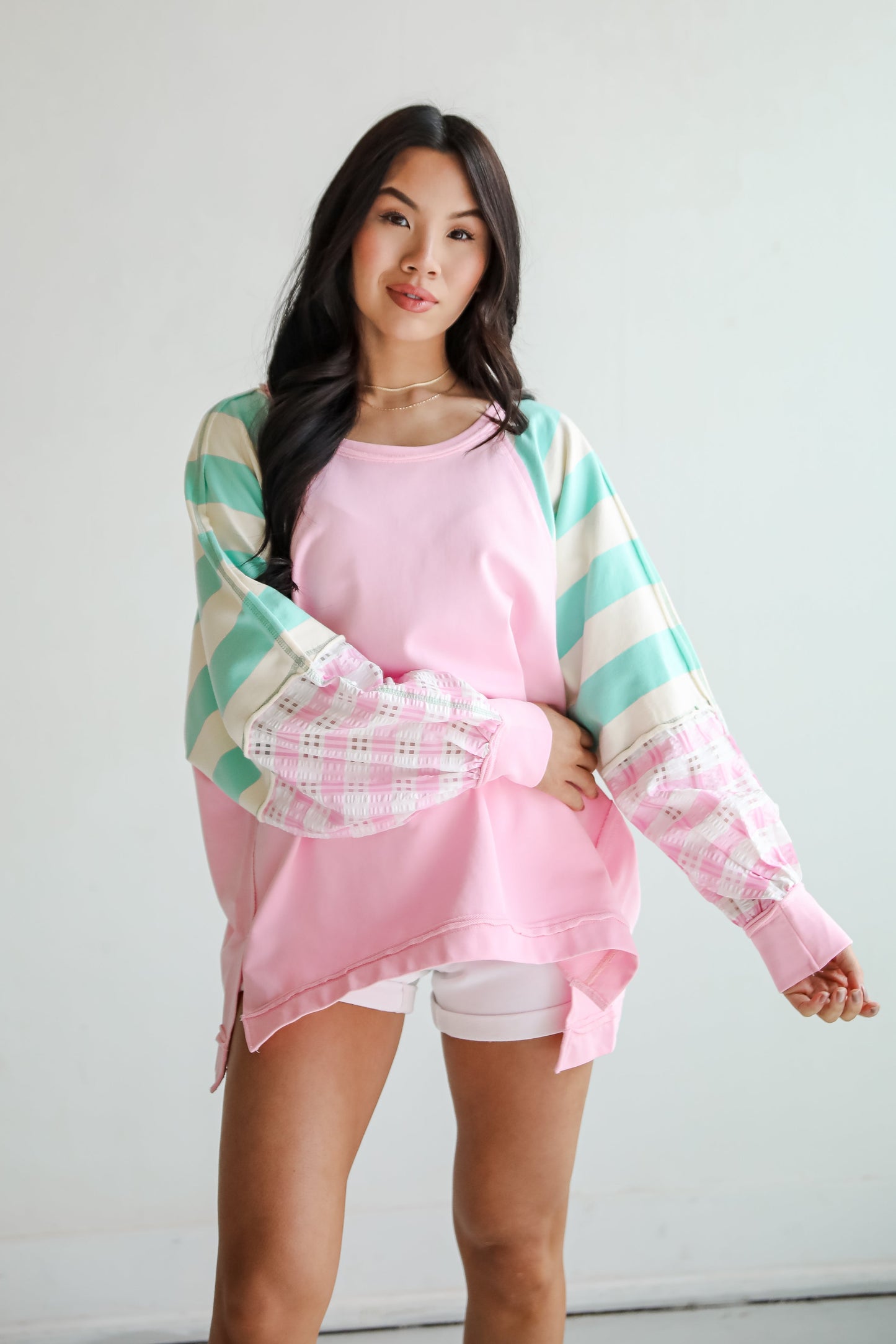 FINAL SALE - Made For You Pink Color Block Top