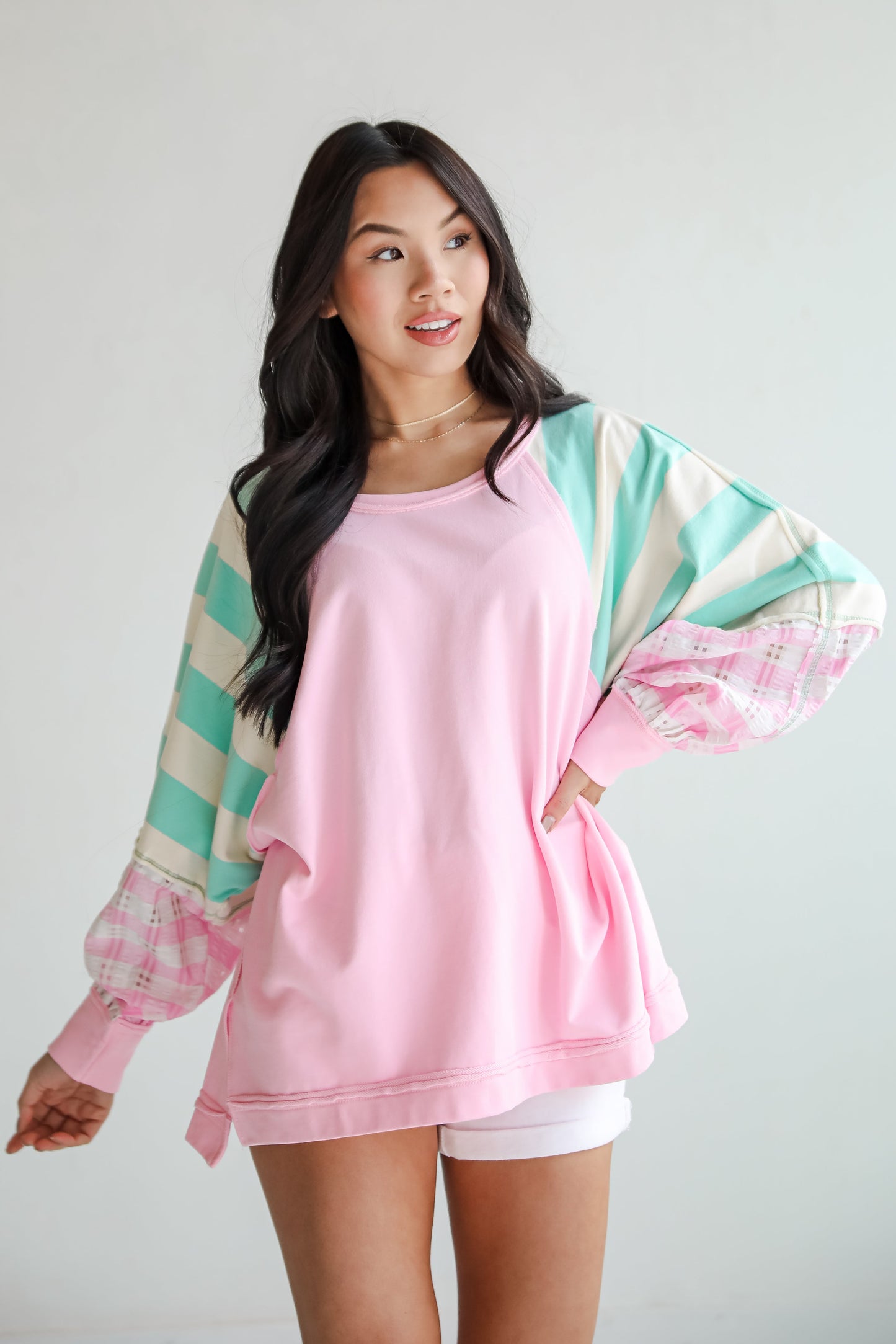 FINAL SALE - Made For You Pink Color Block Top