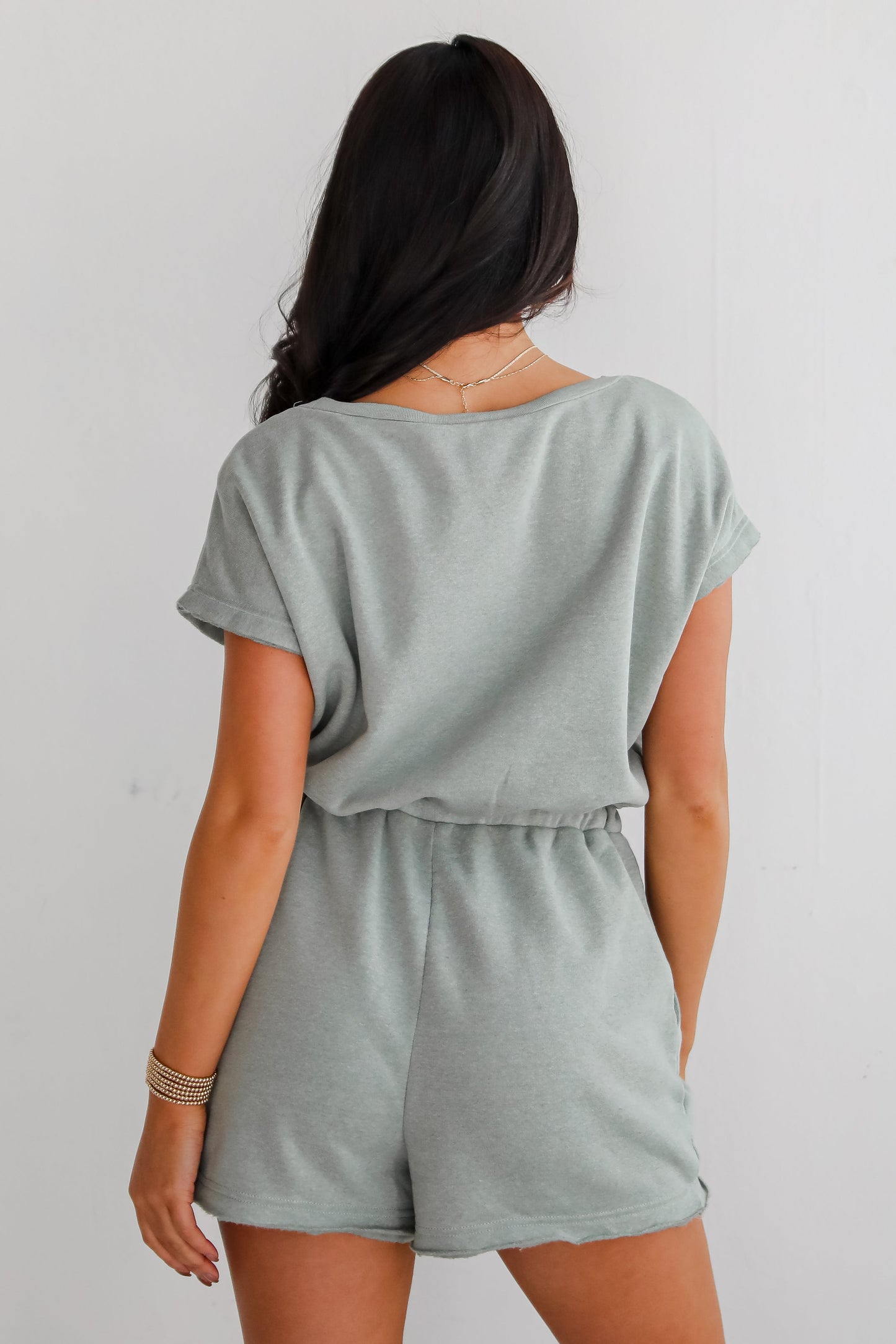 FINAL SALE - Comfy Days Sage Knit Romper - DU DEAL