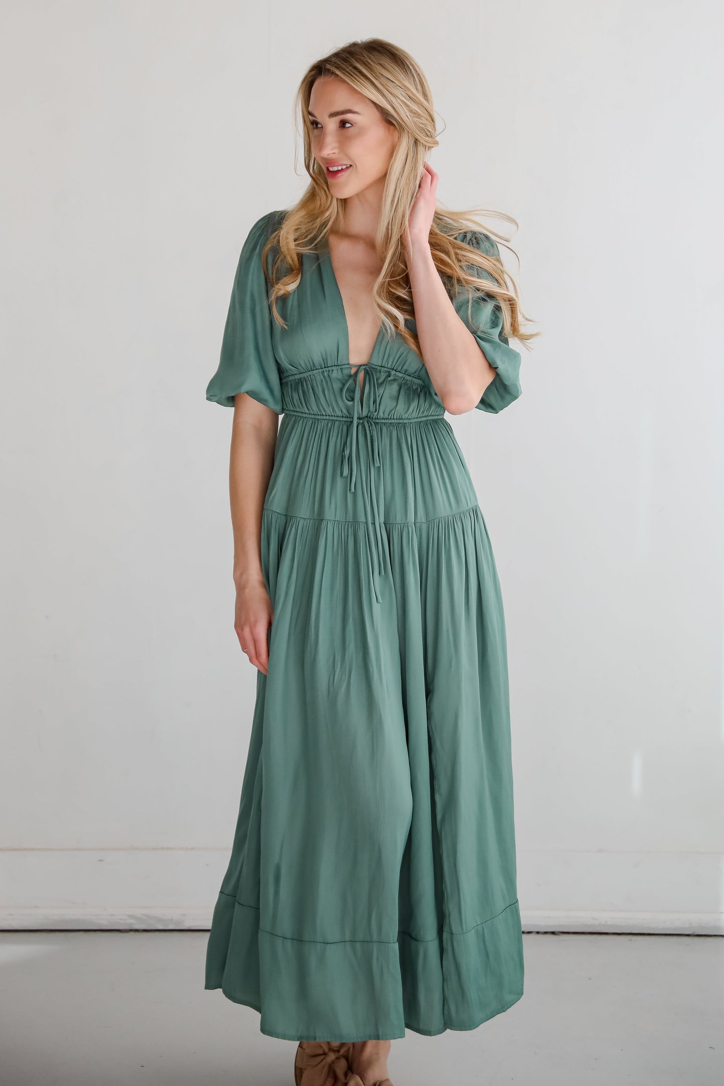 FINAL SALE - Angelic Approach Sage Maxi Dress