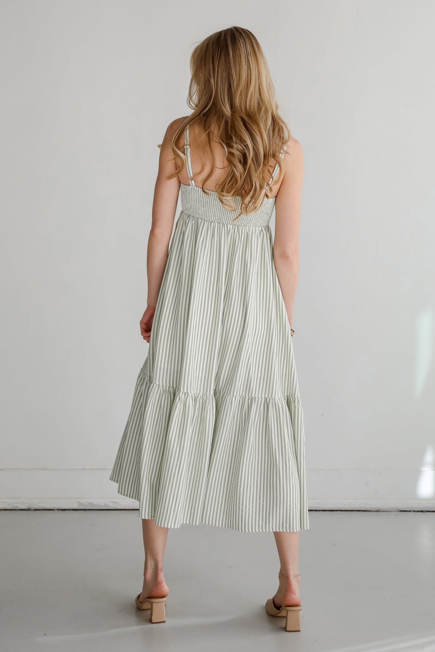 Heavenly Energy Sage Striped Maxi Dress