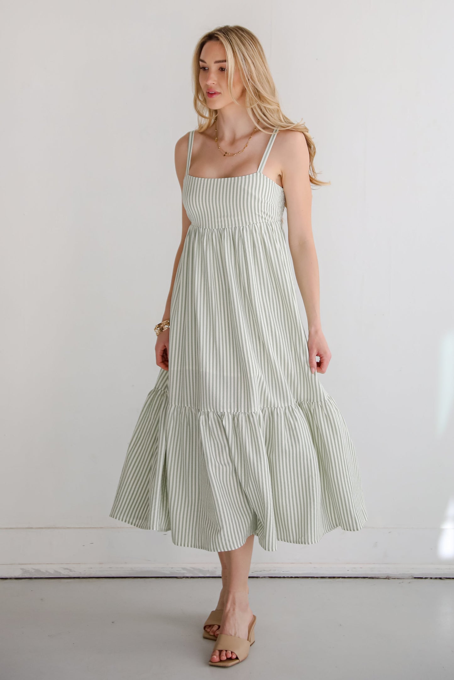 Heavenly Energy Sage Striped Maxi Dress