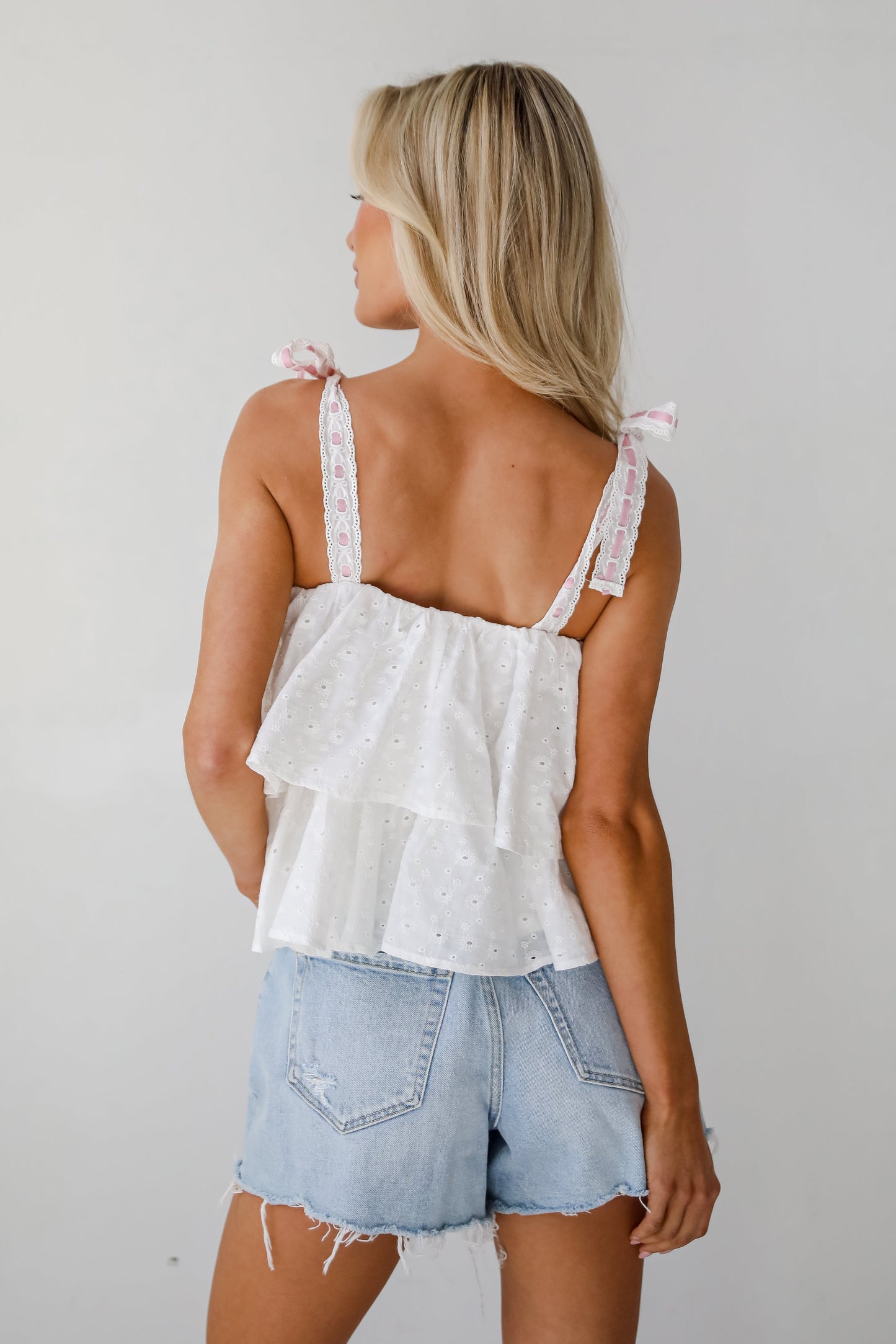 FINAL SALE - Dreamiest Darling White Eyelet Tiered Tank